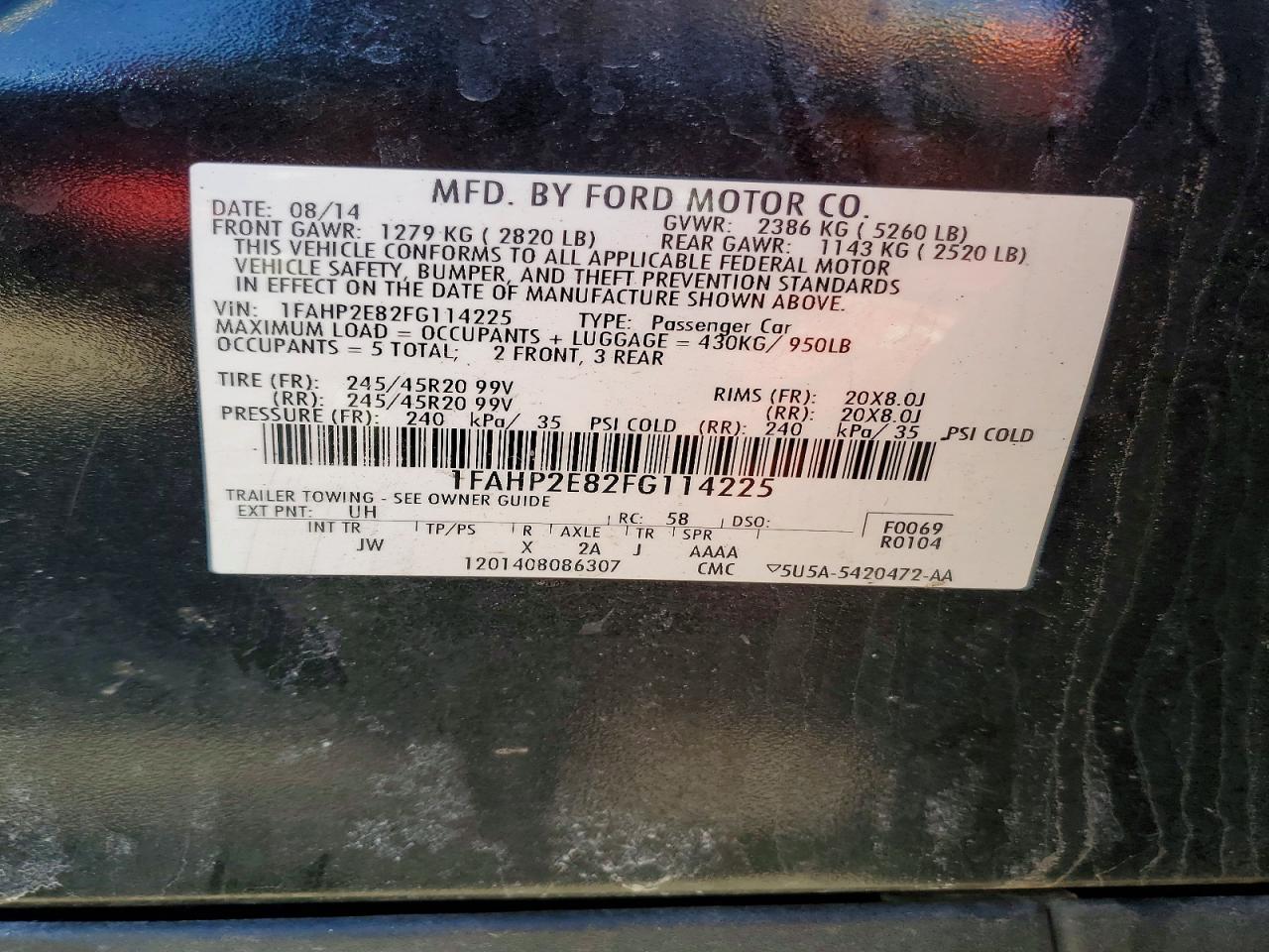 2015 FORD TAURUS SEL photo 12