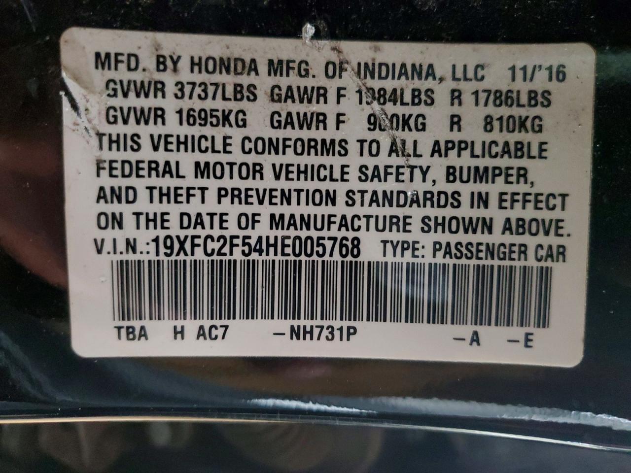 2017 HONDA CIVIC LX photo 12