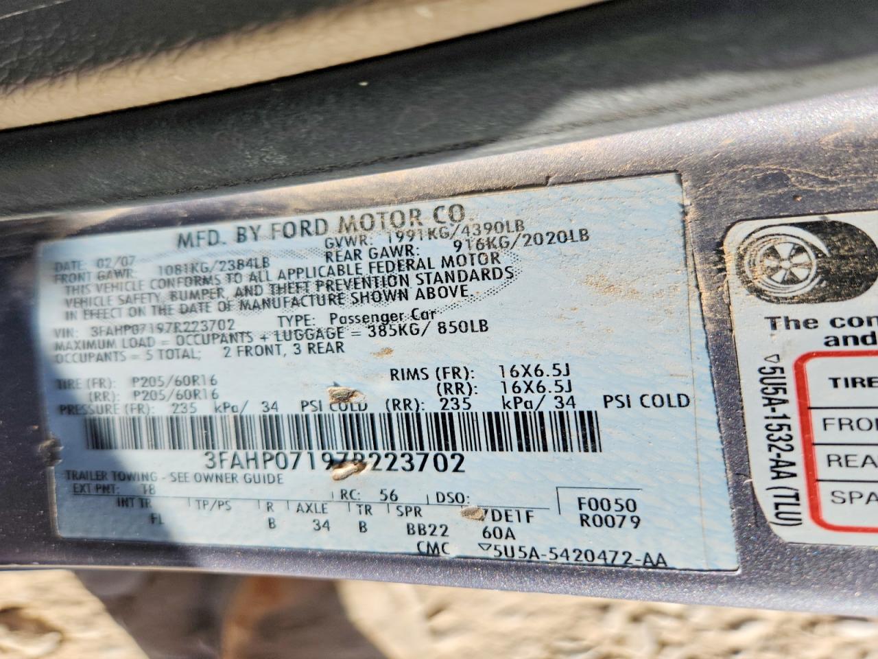 2007 FORD FUSION SE photo 34
