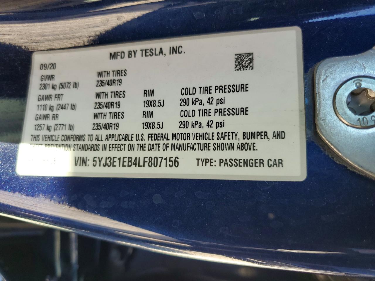 2020 TESLA MODEL 3 photo 23