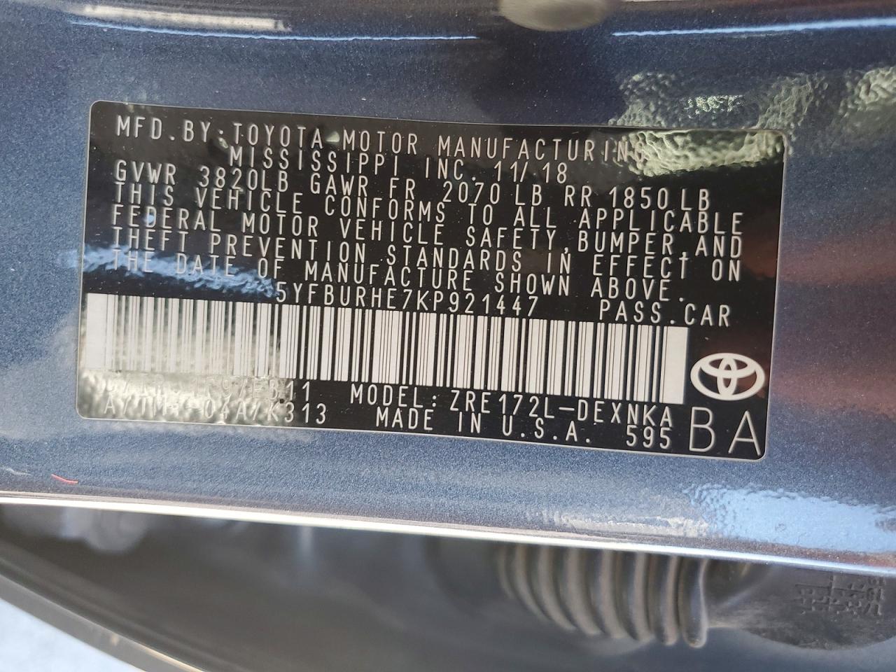 2019 TOYOTA COROLLA LE photo 34