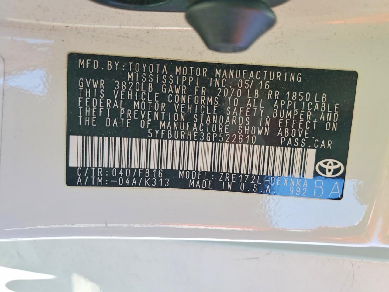 2016 TOYOTA COROLLA LE photo 13