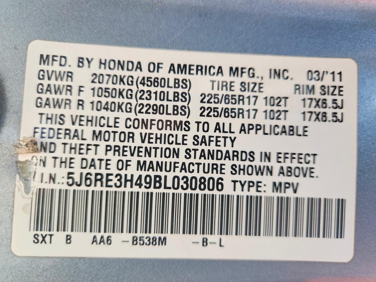 2011 HONDA CR-V SE photo 27