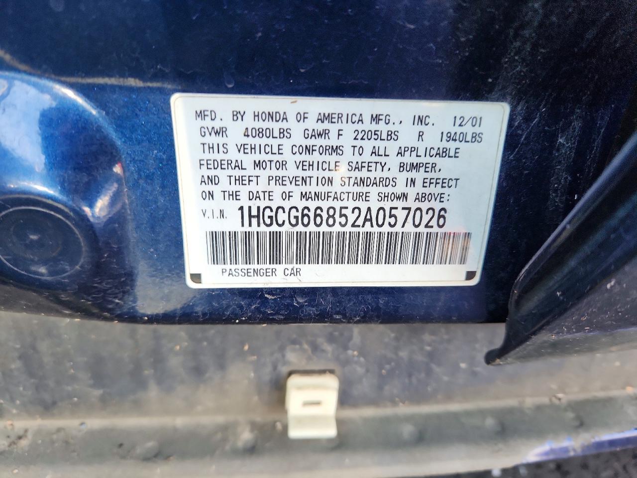 2002 HONDA ACCORD EX photo 13