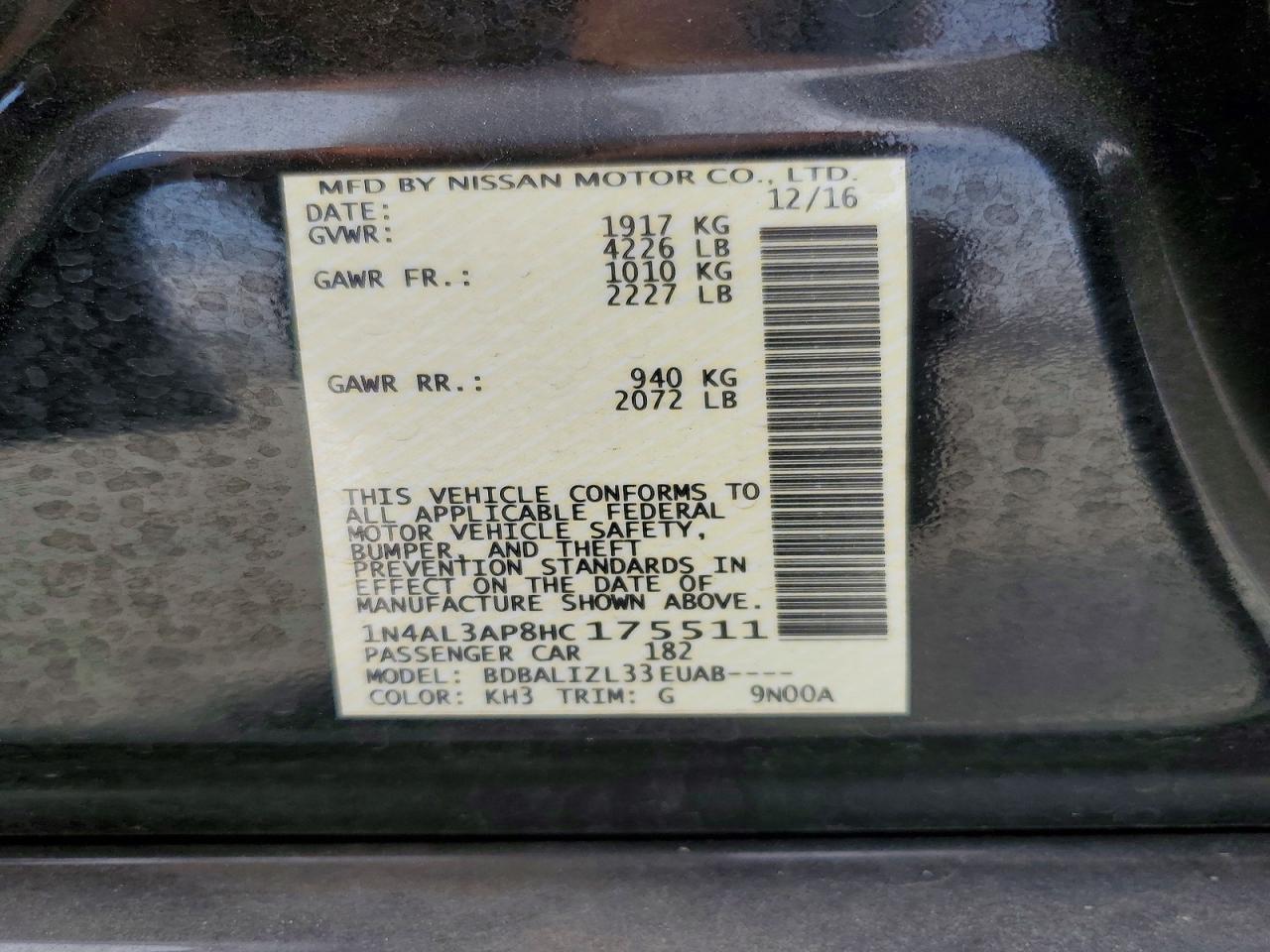 2017 NISSAN ALTIMA photo 23