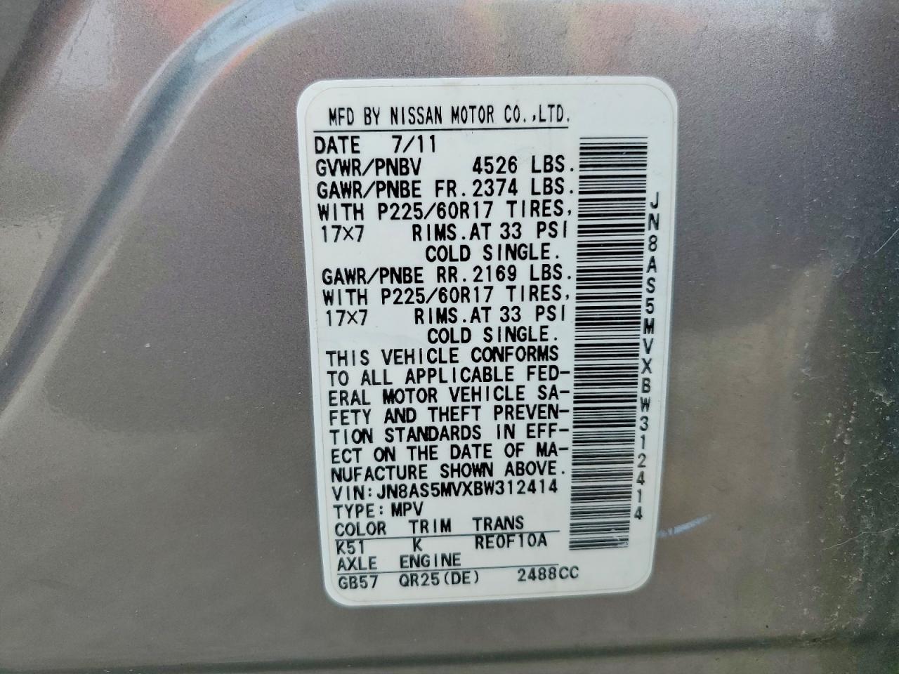 2011 NISSAN ROGUE S photo 34