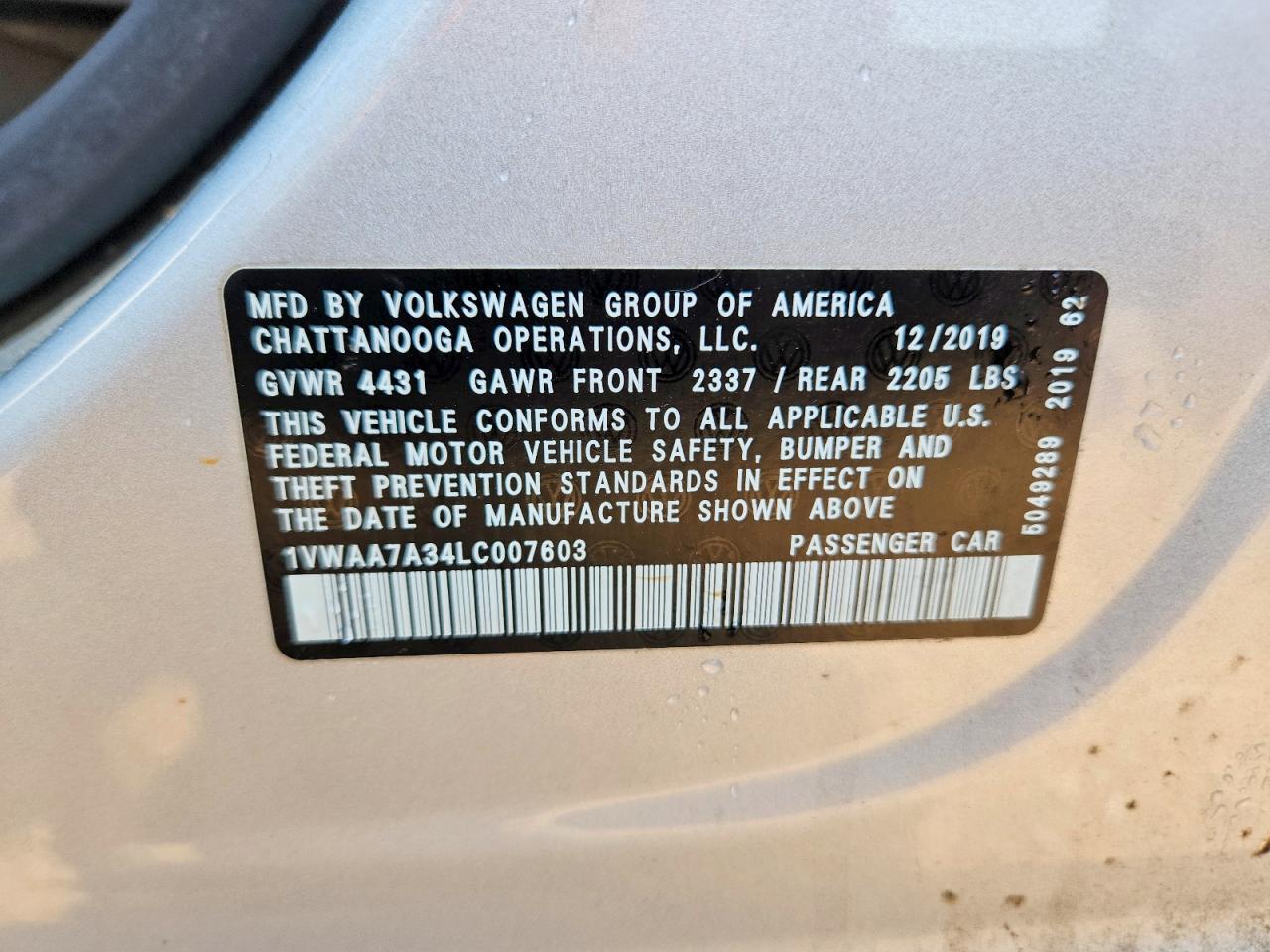 2020 VOLKSWAGEN PASSAT S photo 34
