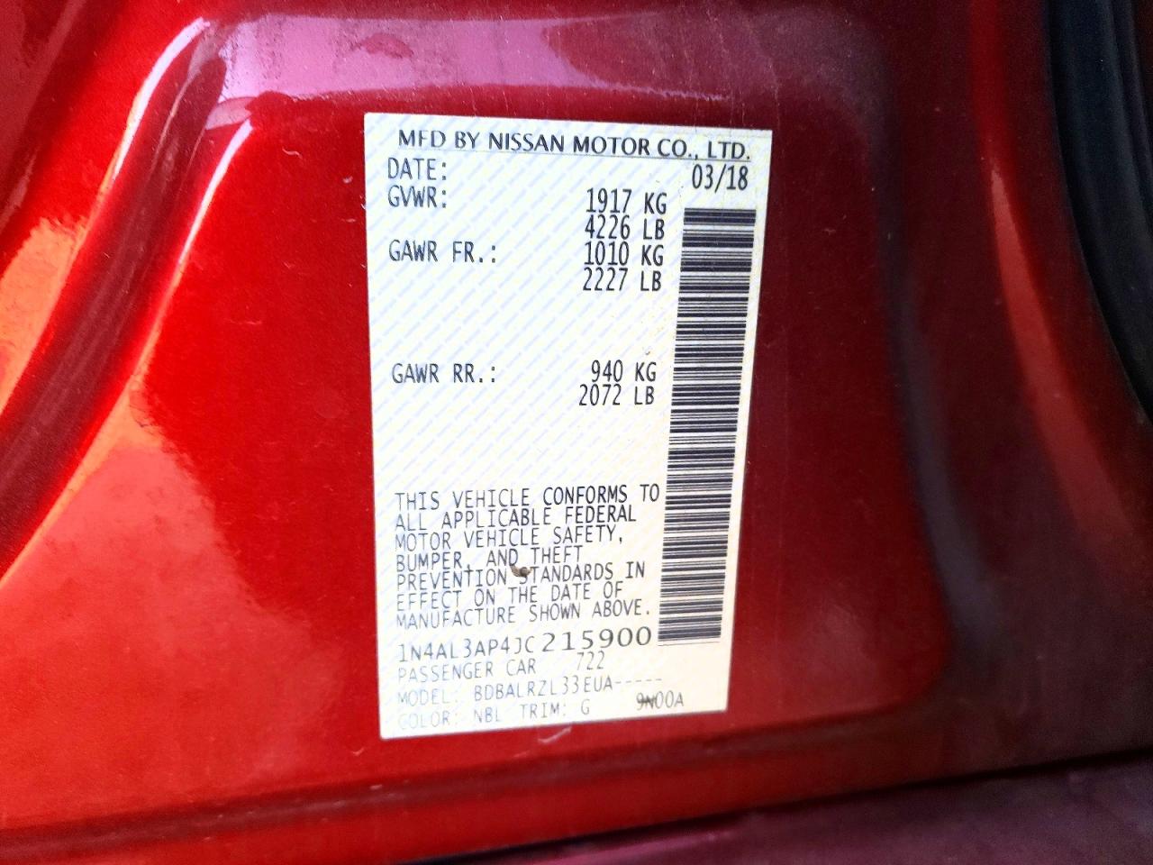 2018 NISSAN ALTIMA 2.5 SL photo 13