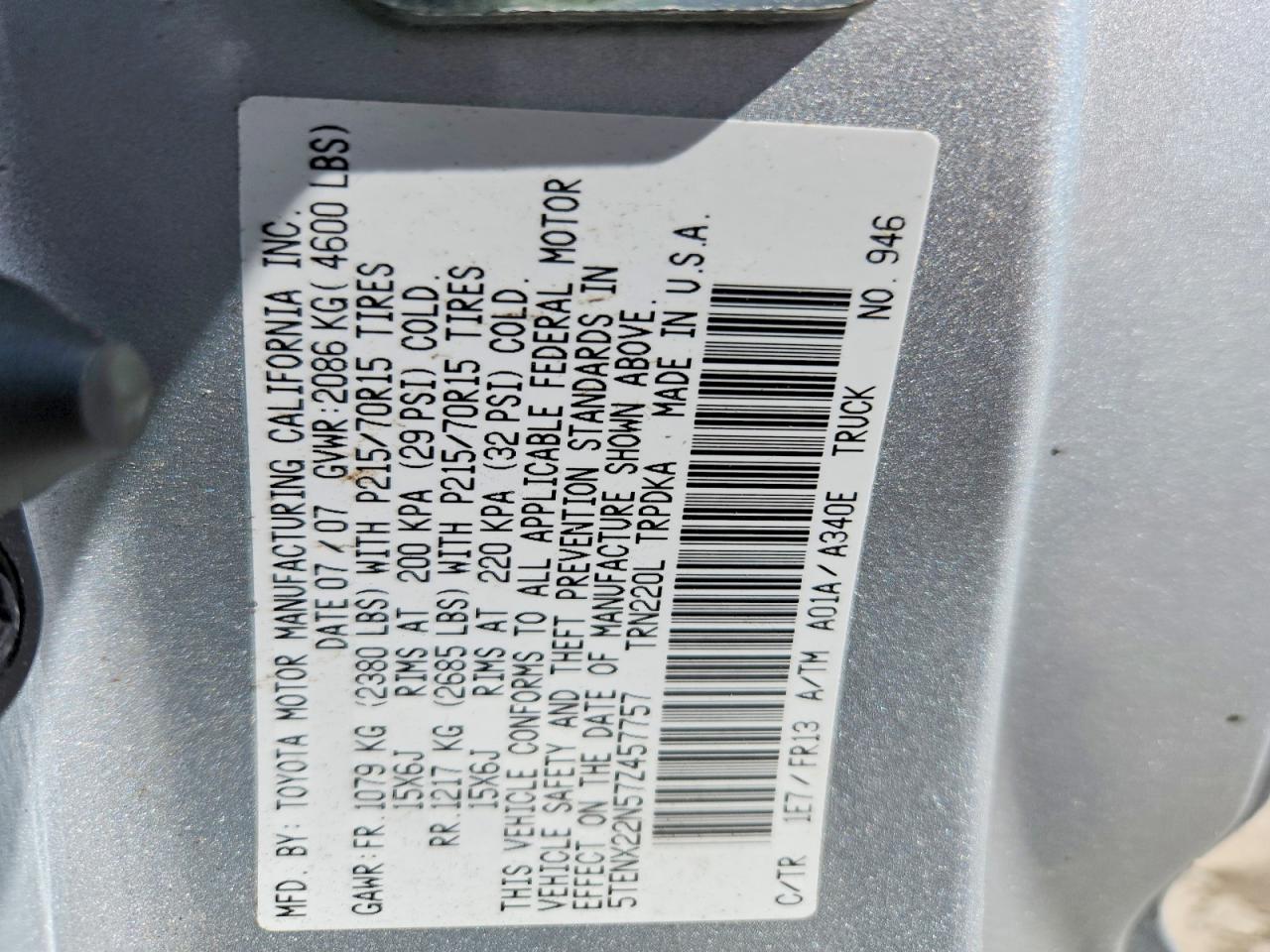 2007 TOYOTA TACOMA BASE photo 34