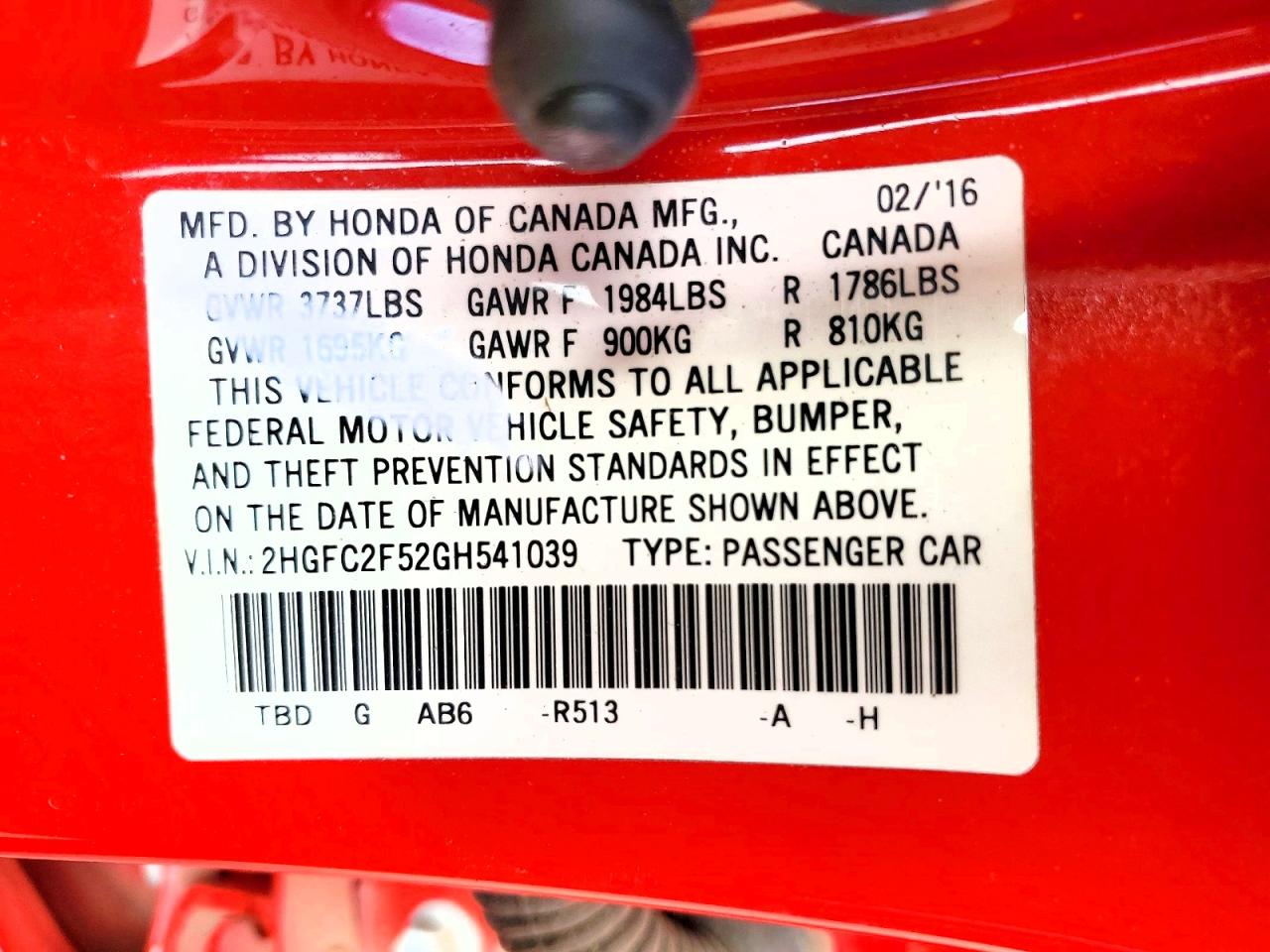 2016 HONDA CIVIC LX photo 13