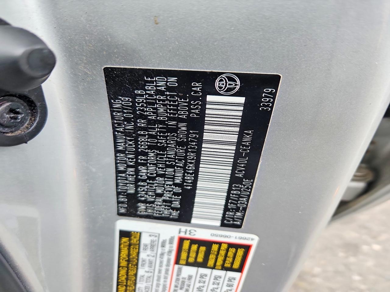 2009 TOYOTA CAMRY LE photo 12