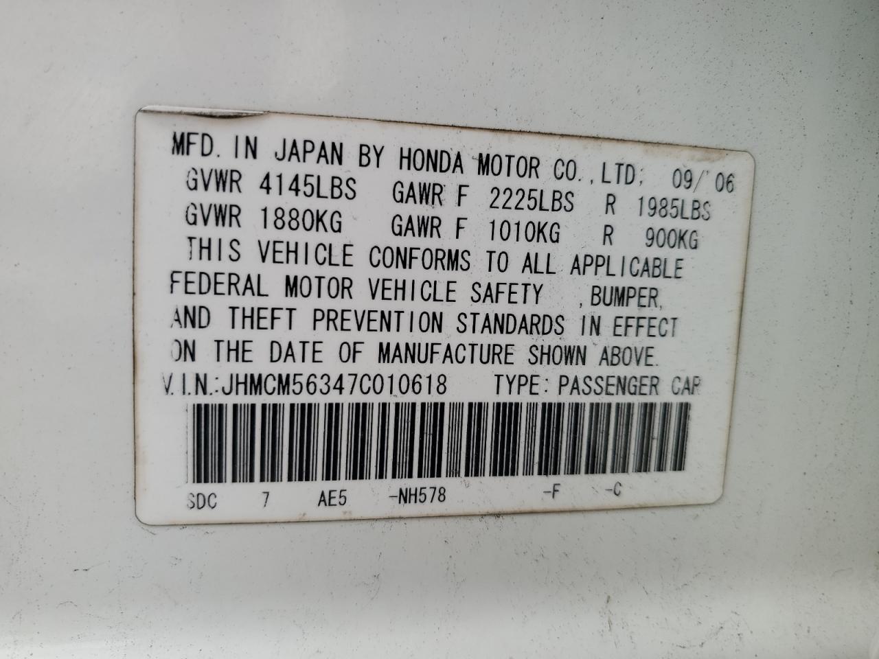 2007 HONDA ACCORD SE photo 23