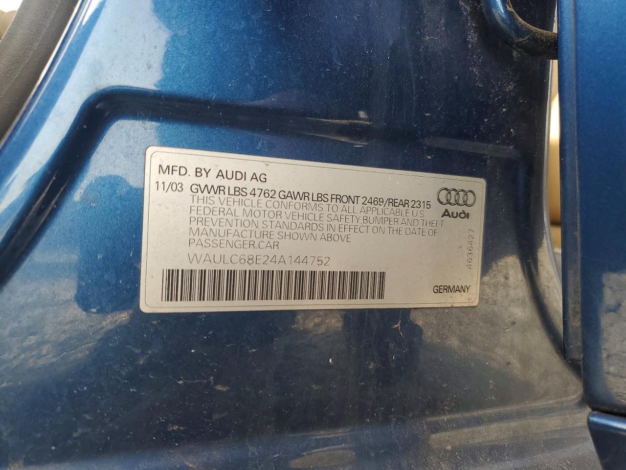 2004 AUDI A4 1.8T QUATTRO photo 12