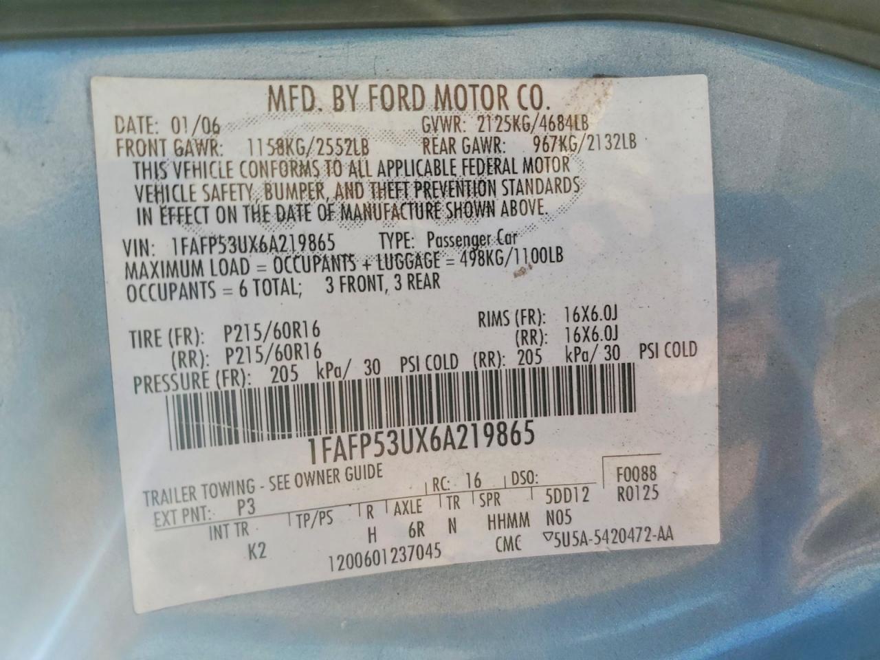 2006 FORD TAURUS SE photo 37