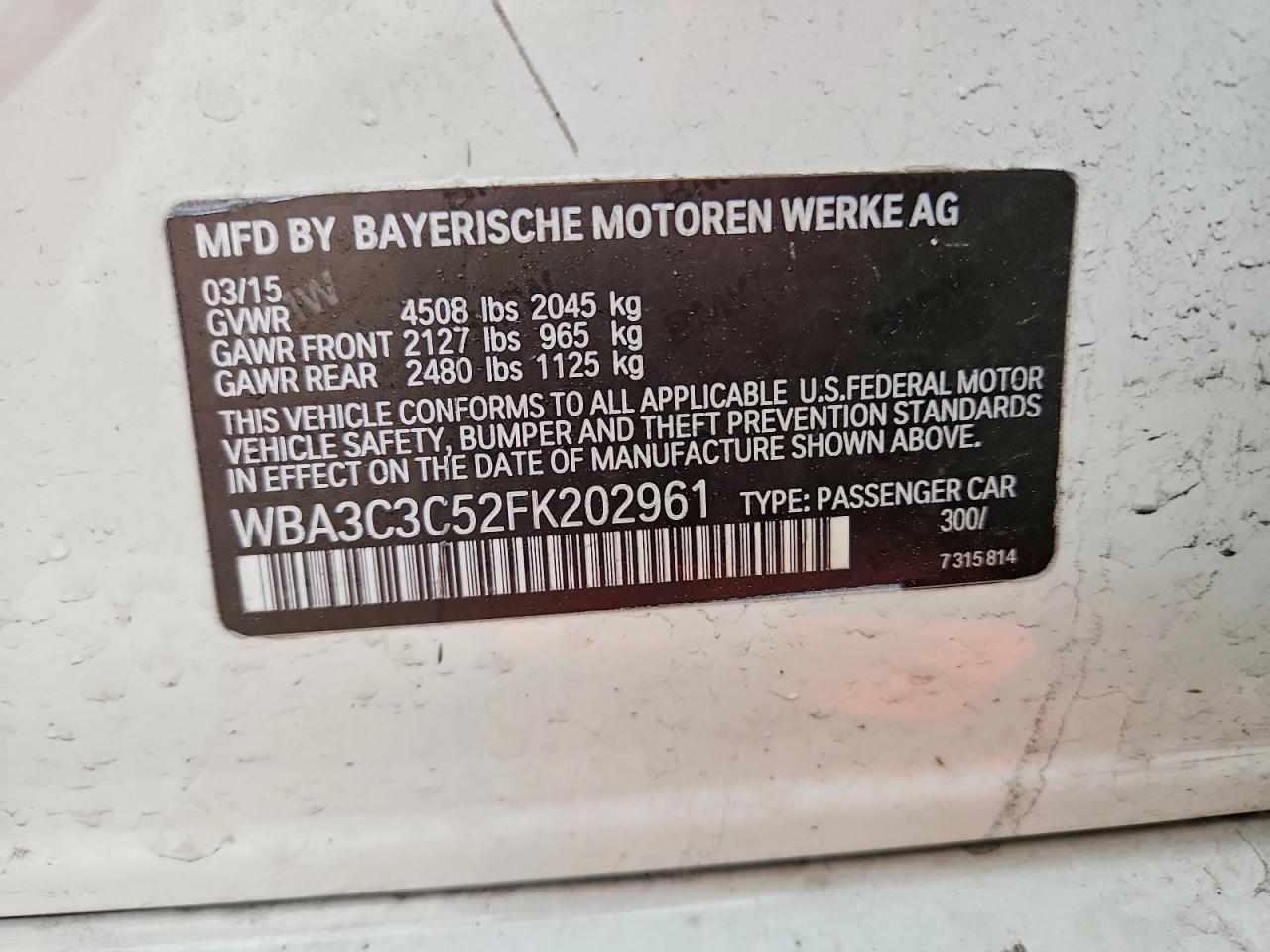 2015 BMW 320 I XDRIVE photo 12