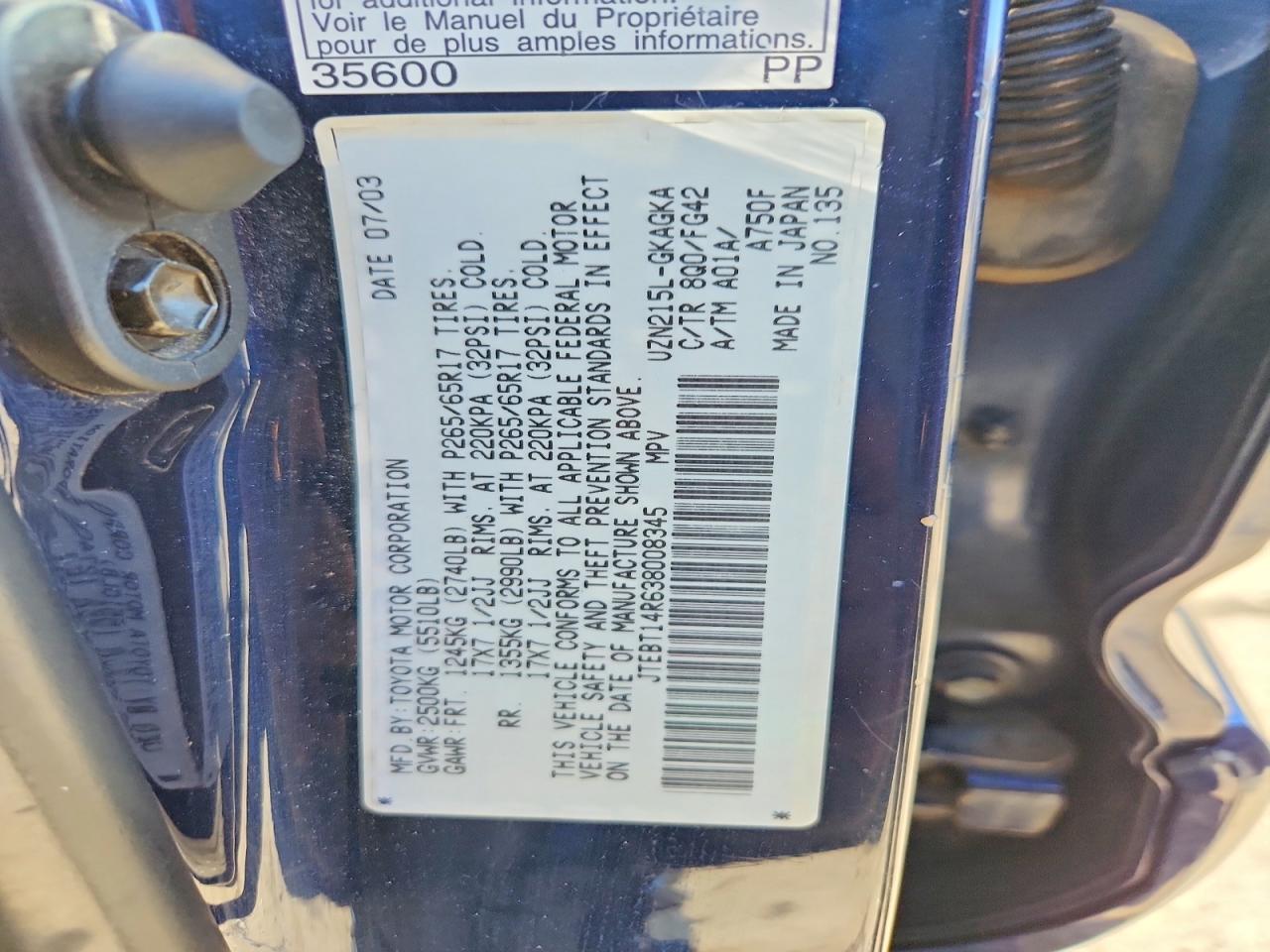 2003 TOYOTA 4RUNNER SR5 photo 13