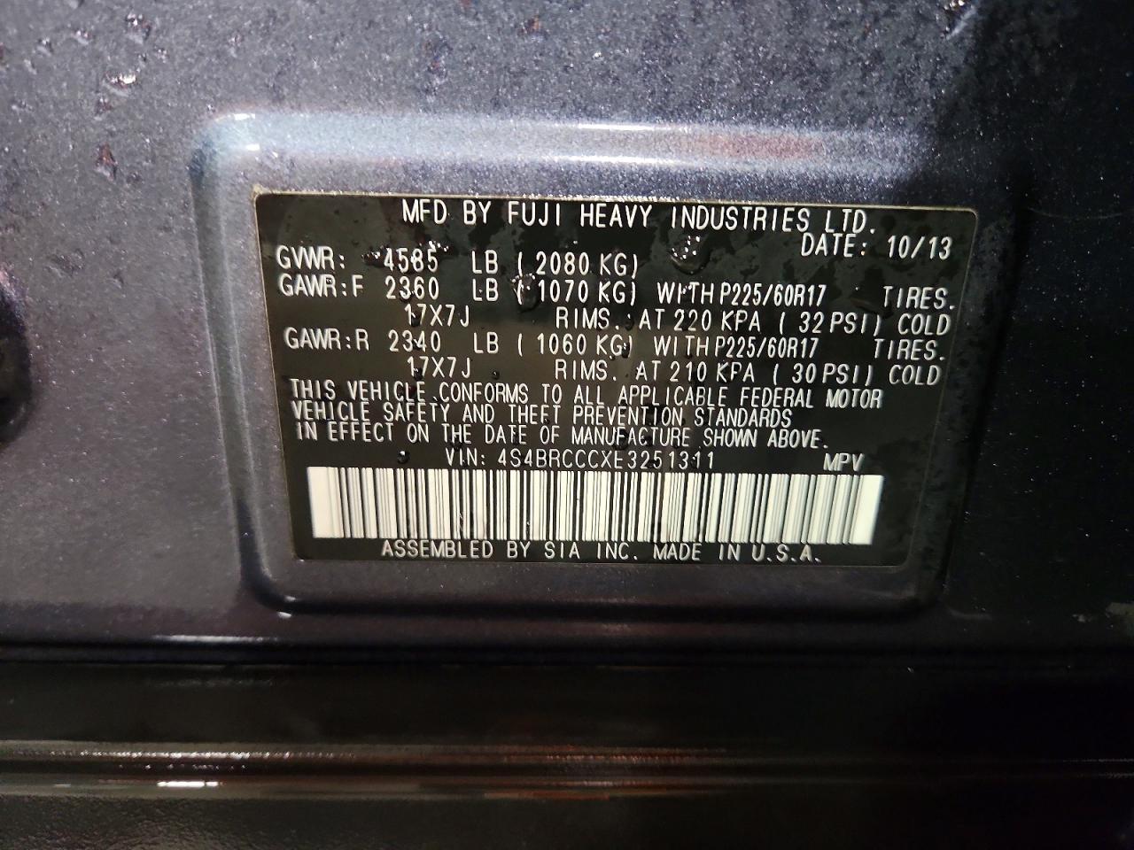 2014 SUBARU OUTBACK 2.5I PREMIUM photo 13