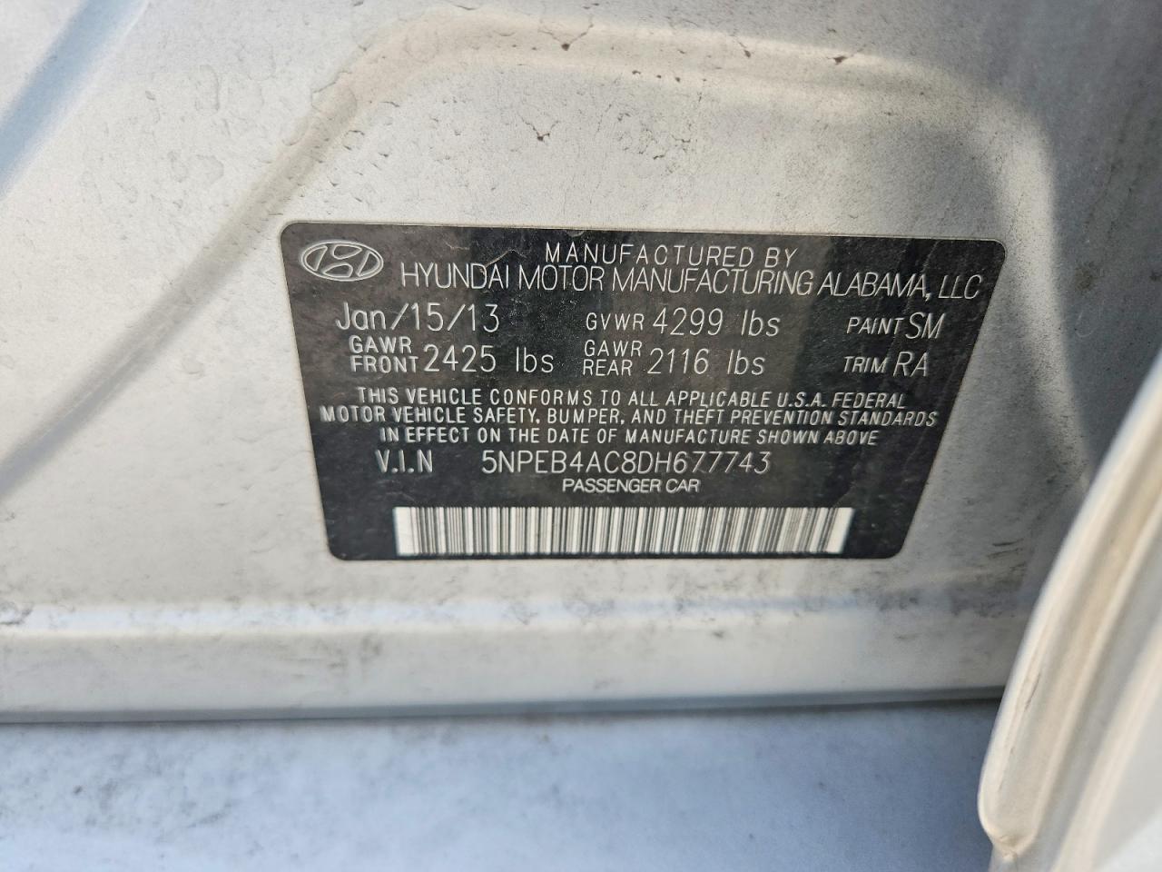 2013 HYUNDAI SONATA GLS photo 12