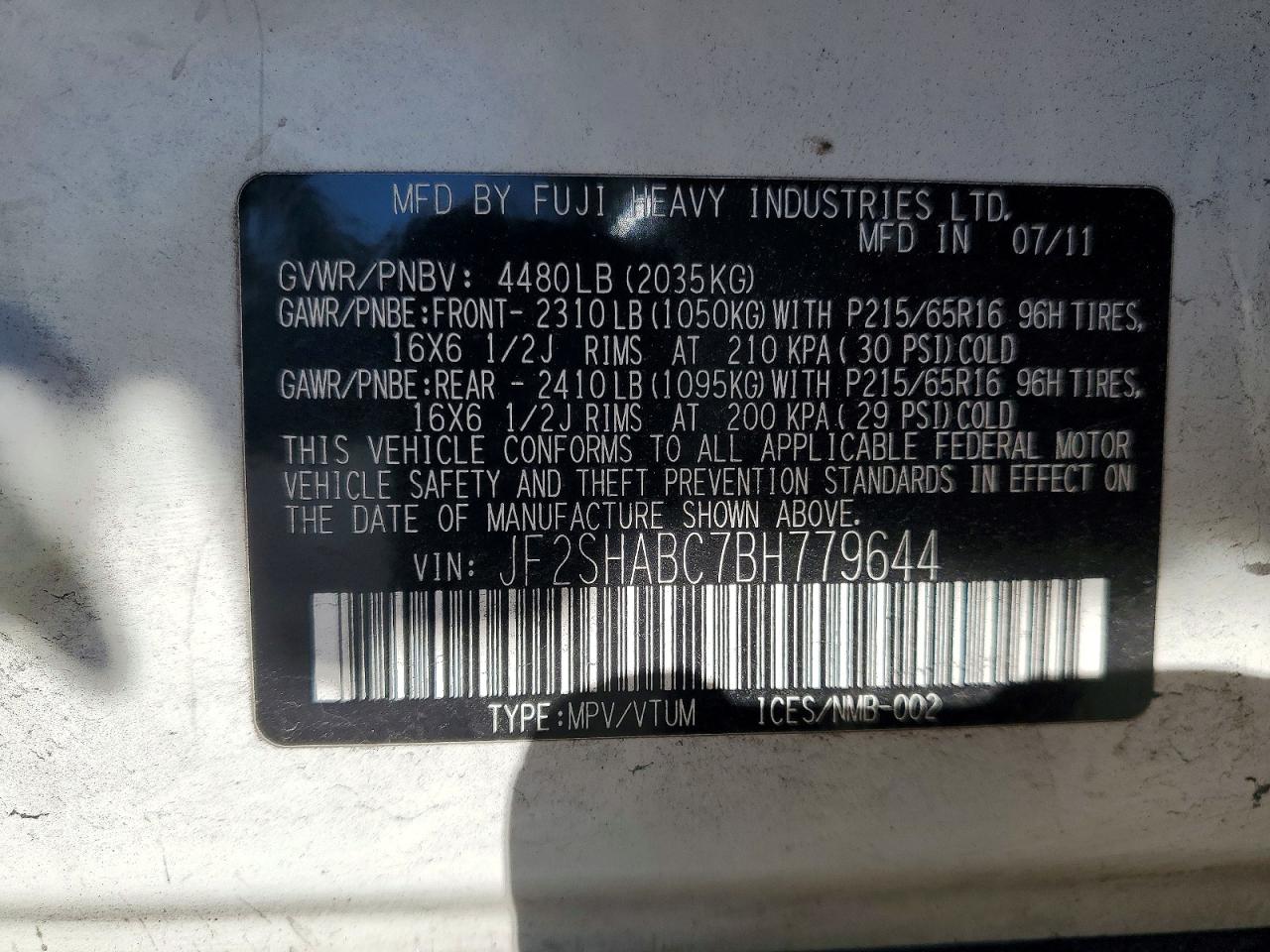 2011 SUBARU FORESTER 2.5X photo 25