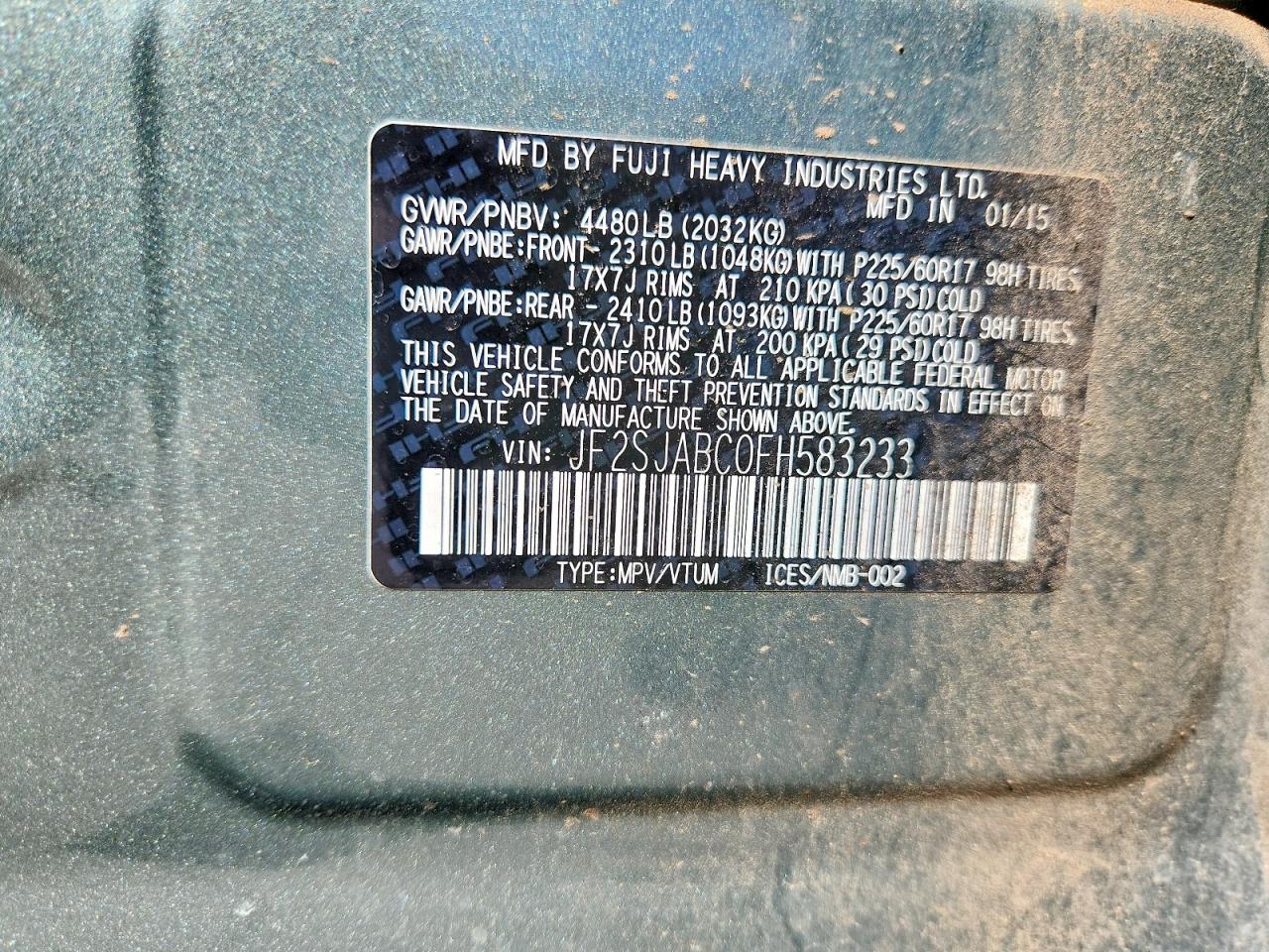 2015 SUBARU FORESTER 2.5I photo 25