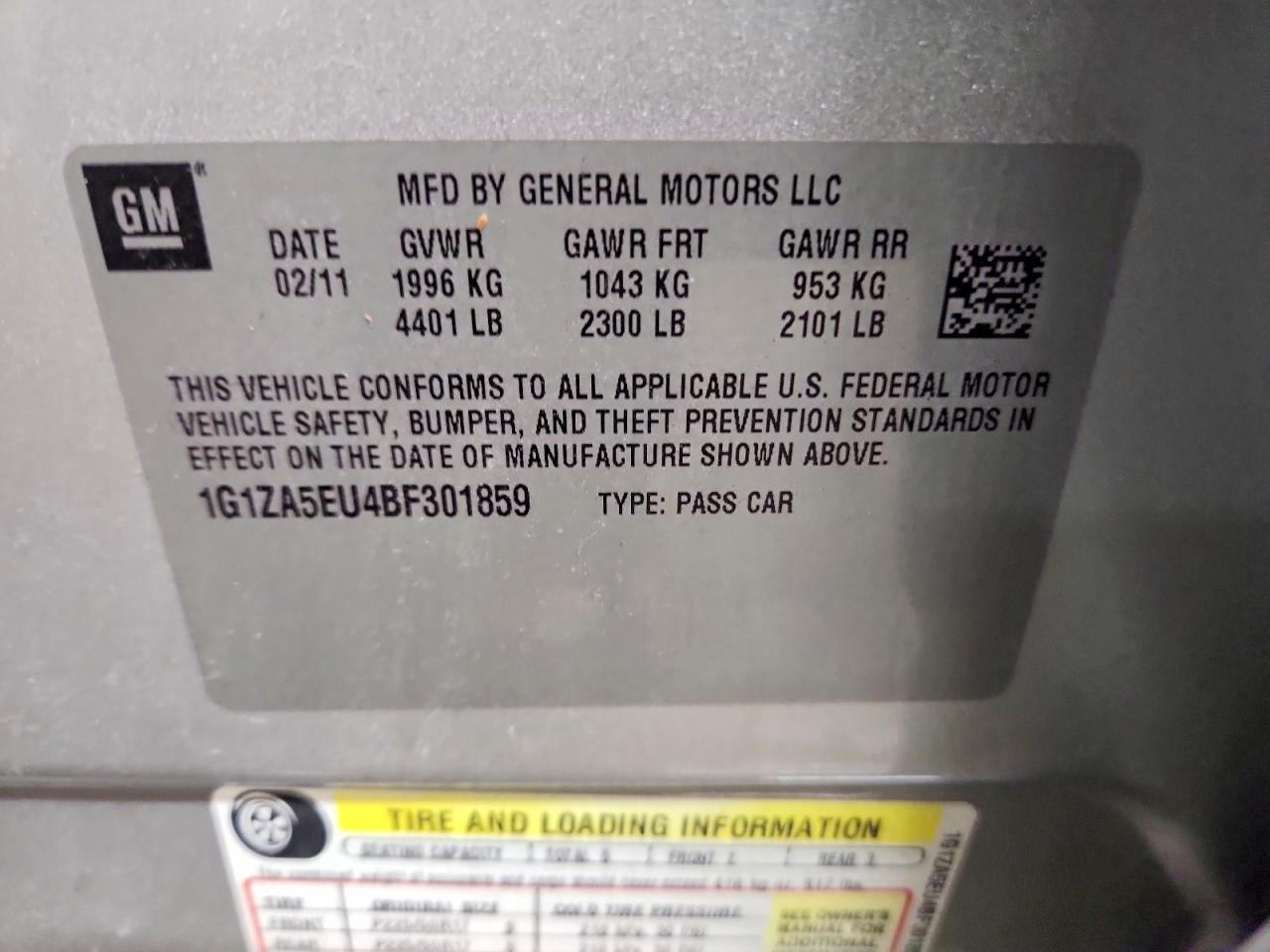 2011 CHEVROLET MALIBU LS photo 12