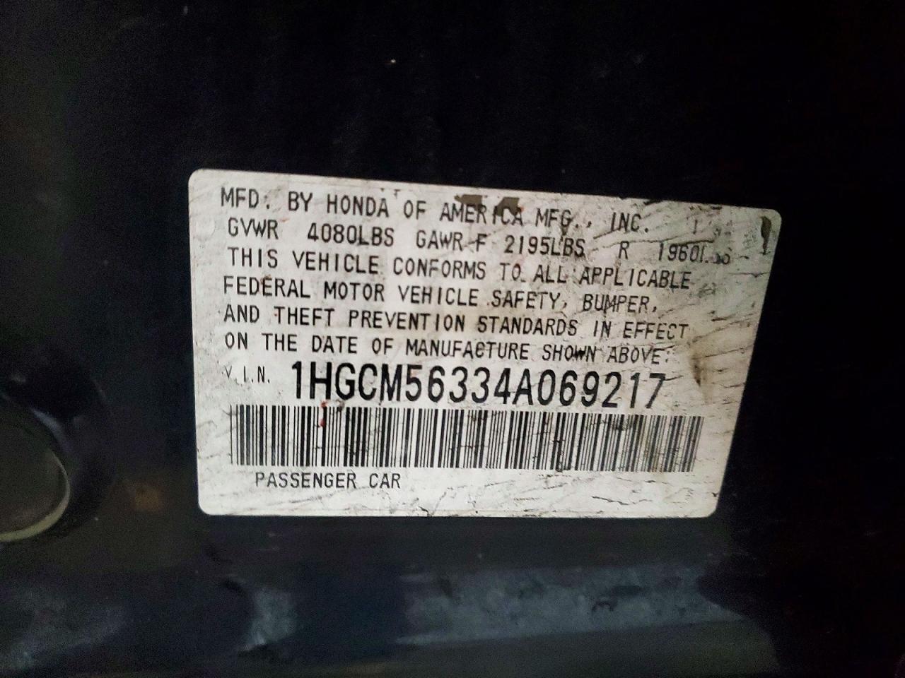 2004 HONDA ACCORD LX photo 23