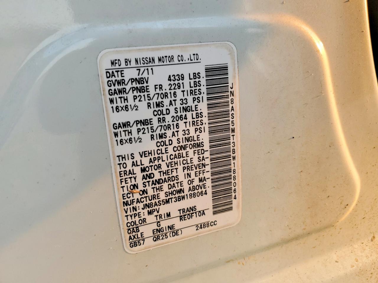 2011 NISSAN ROGUE S photo 13