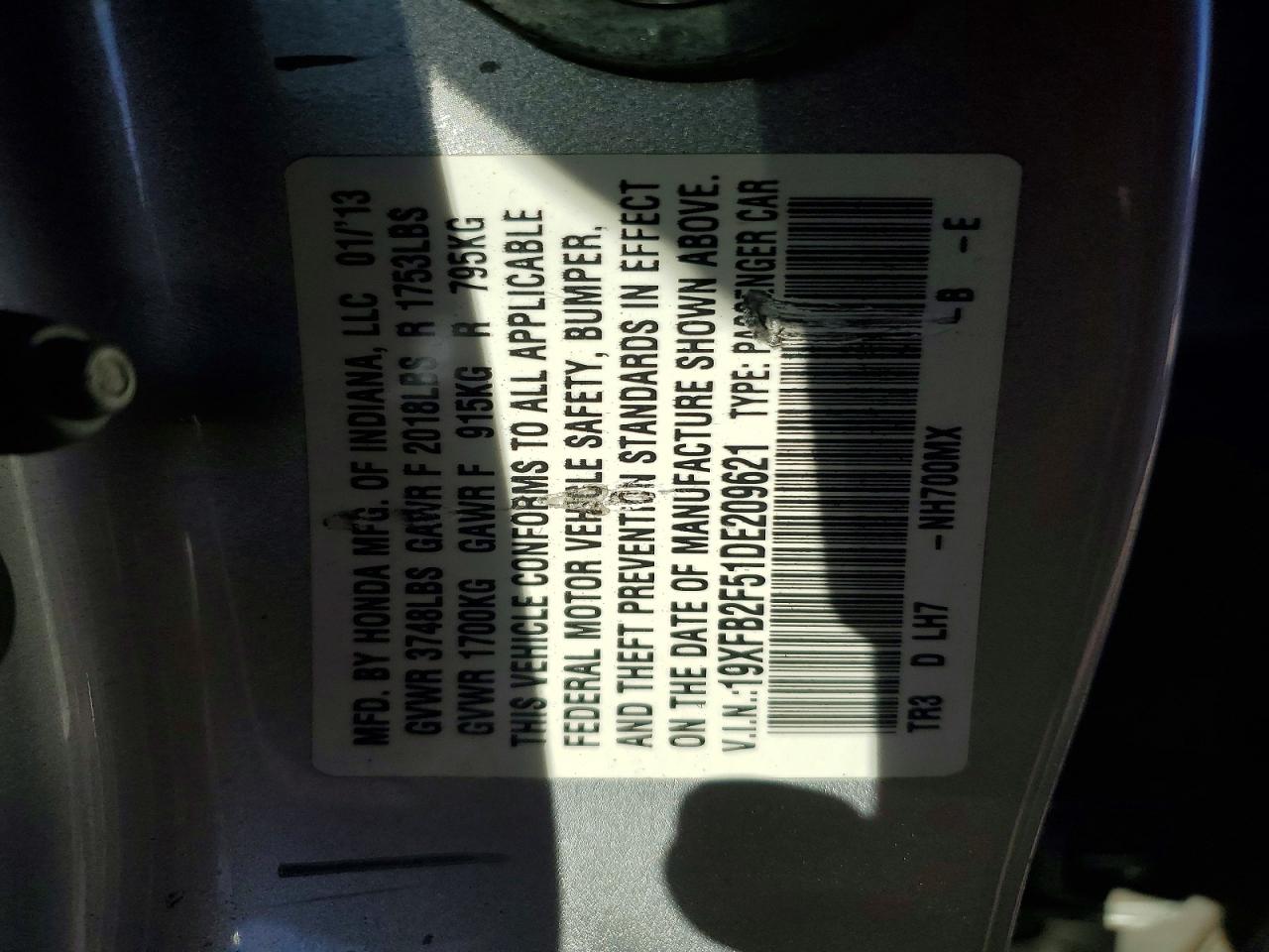 2013 HONDA CIVIC LX photo 23