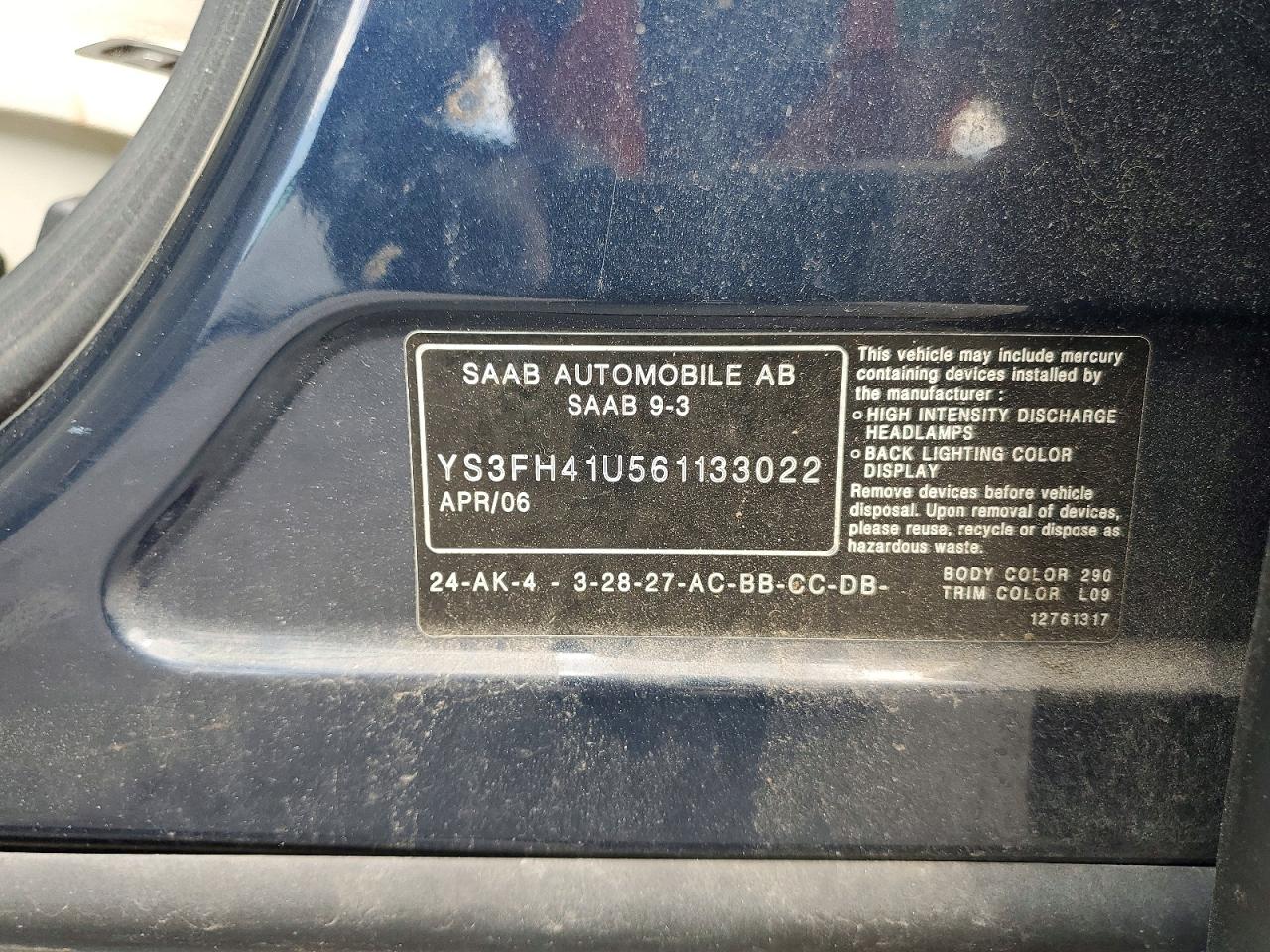 2006 SAAB 9-3 AERO photo 13