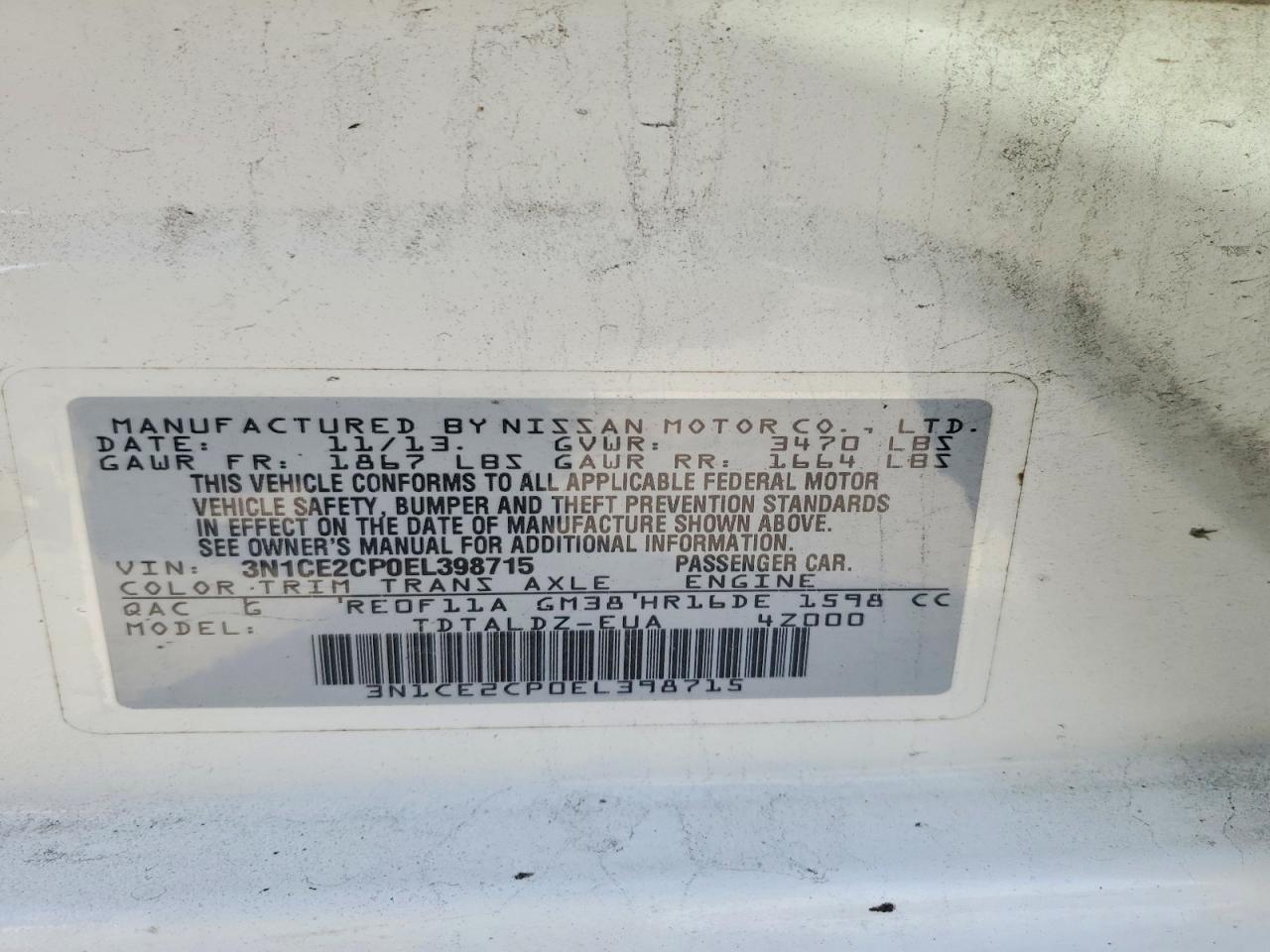 2014 NISSAN VERSA NOTE SV photo 23