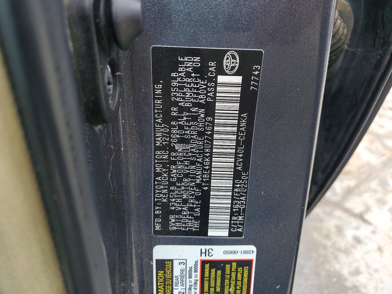 2008 TOYOTA CAMRY LE photo 25