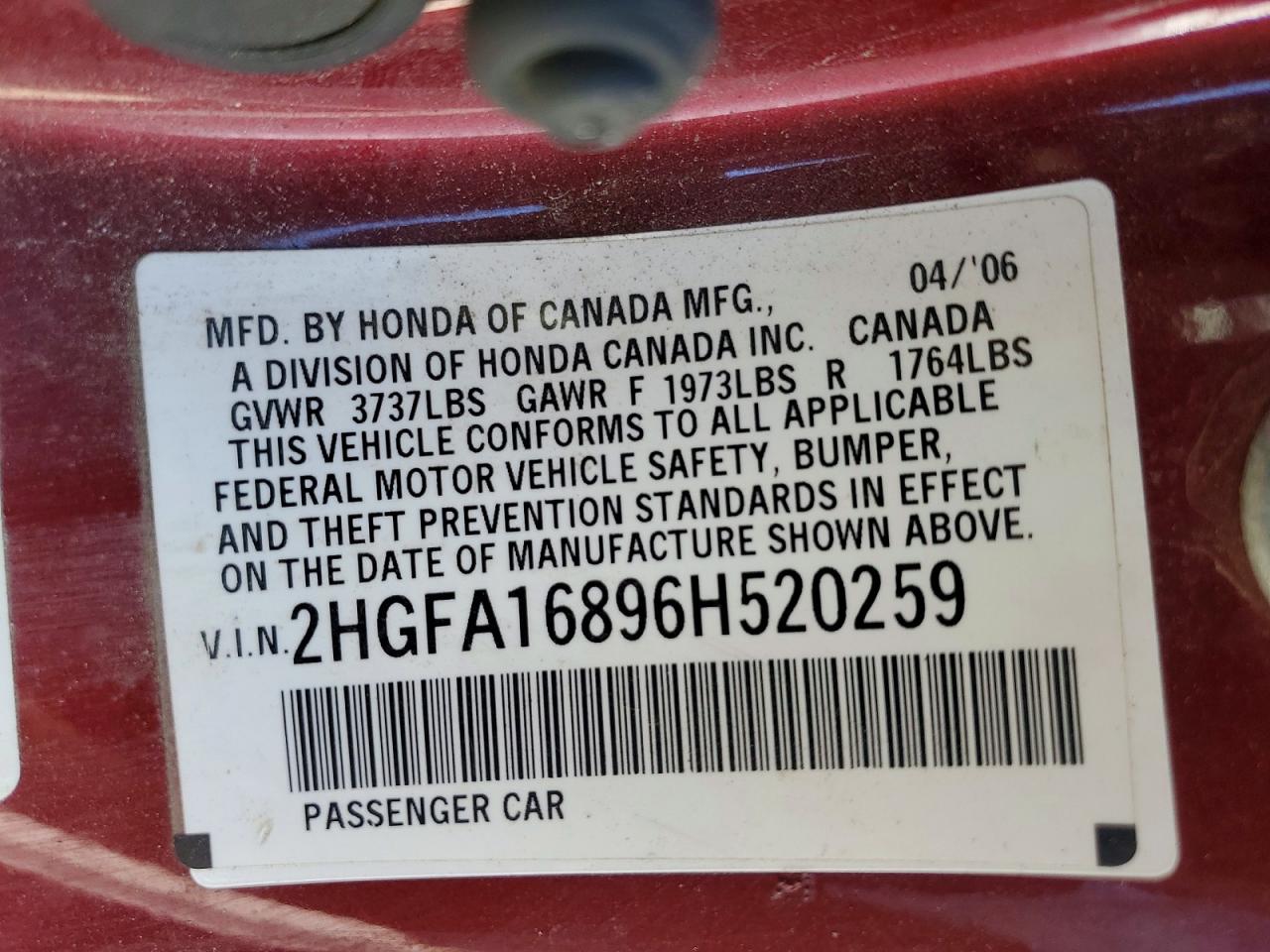2006 HONDA CIVIC EX photo 13
