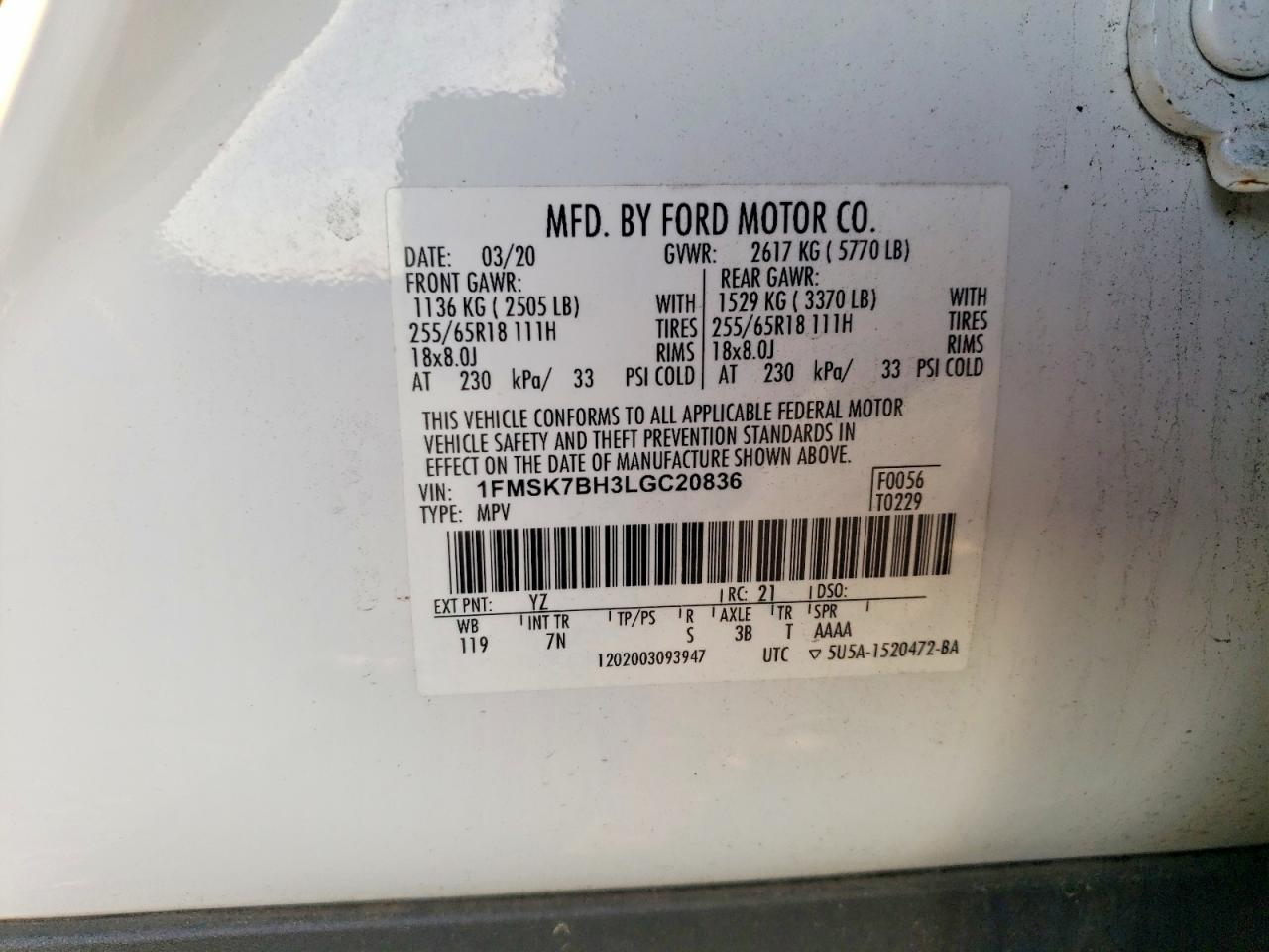 2020 FORD EXPLORER photo 25