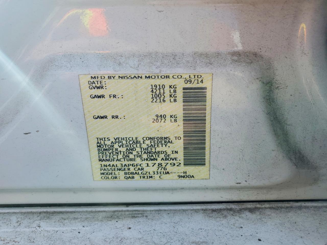 2015 NISSAN ALTIMA 2.5 S photo 12