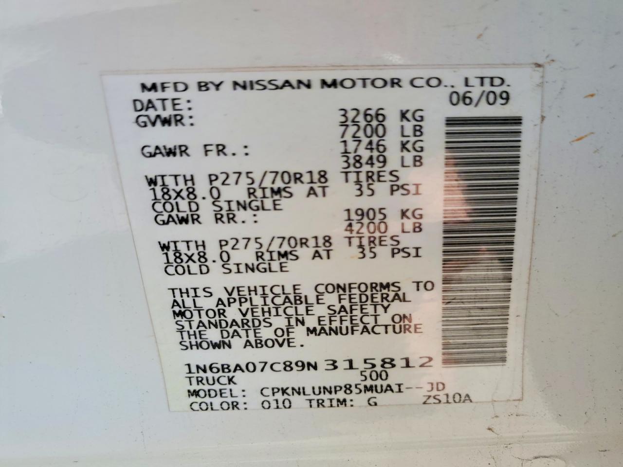 2009 NISSAN TITAN XE FFV photo 12
