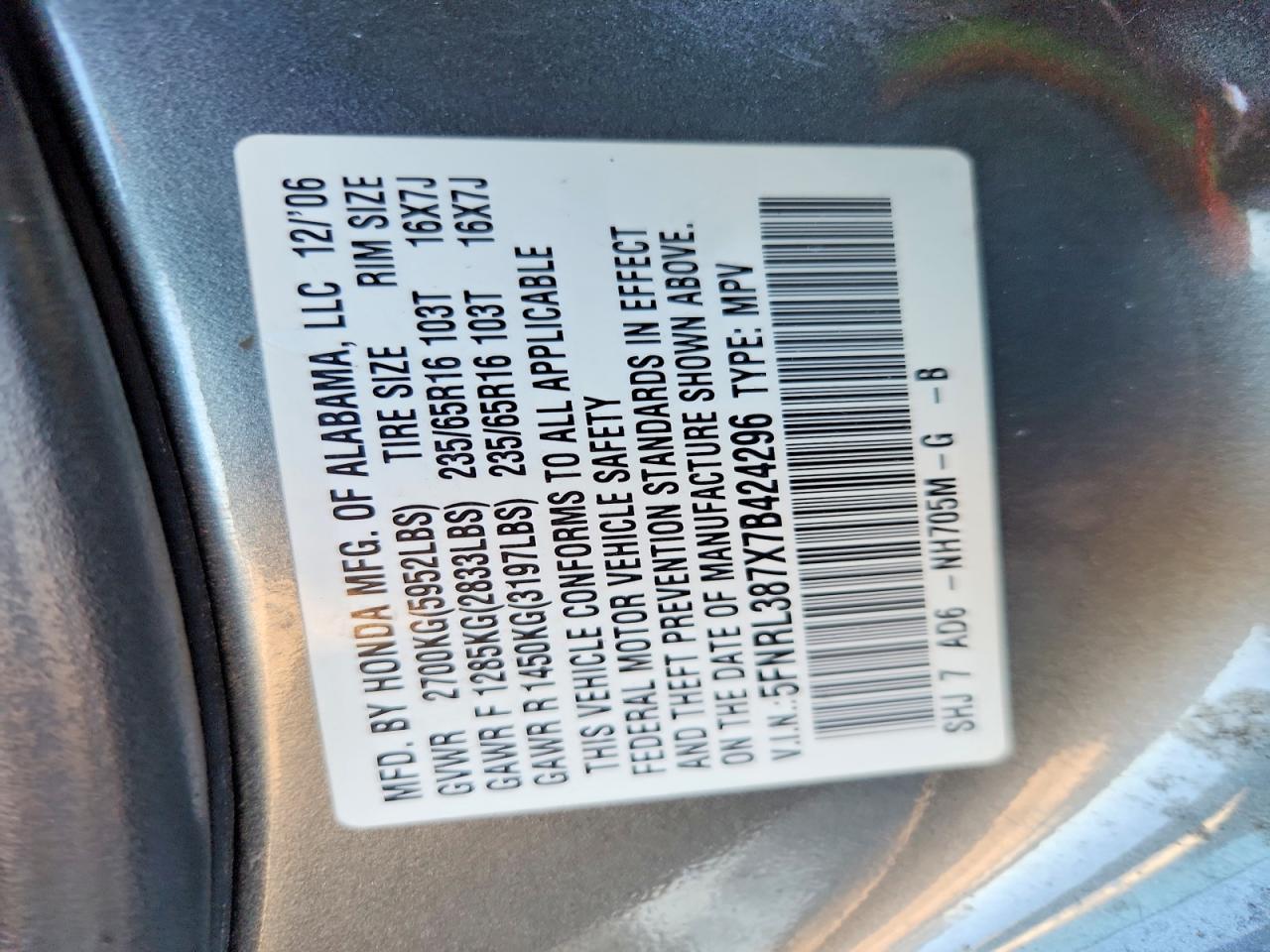 2007 HONDA ODYSSEY EXL photo 25