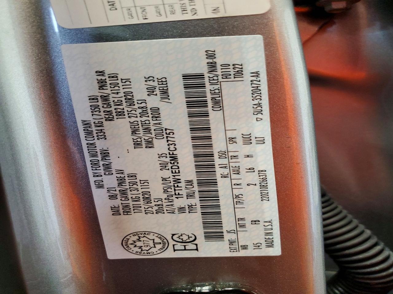 2021 FORD F150 SUPERCREW photo 34