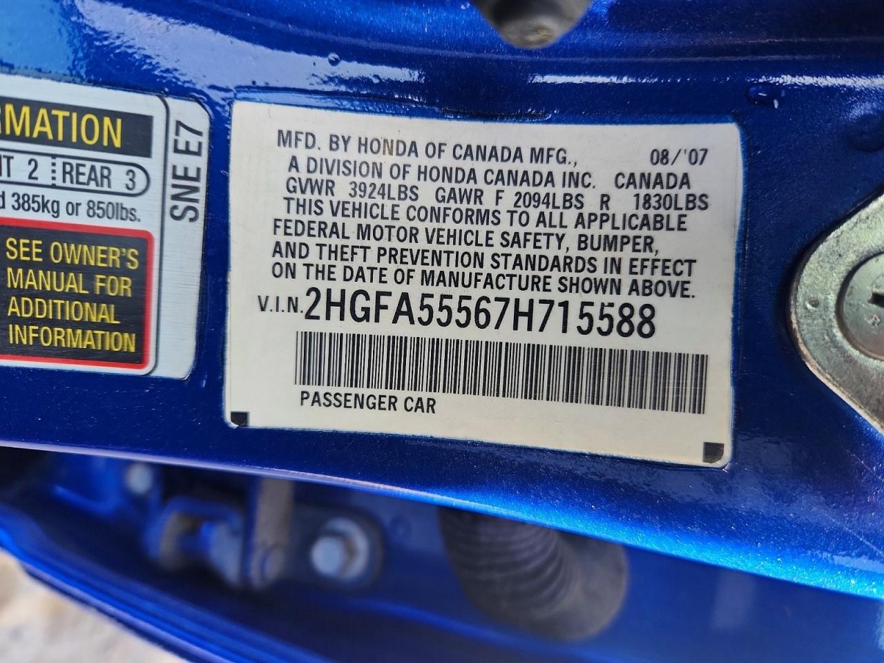2007 HONDA CIVIC SI photo 23
