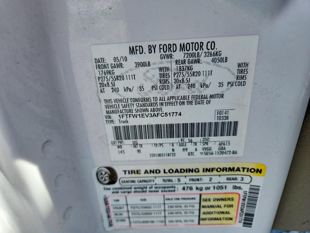2010 FORD F150 SUPERCREW photo 13