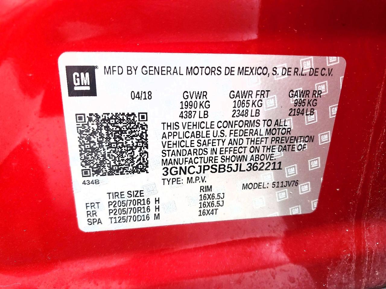 2018 CHEVROLET TRAX 1LT photo 12