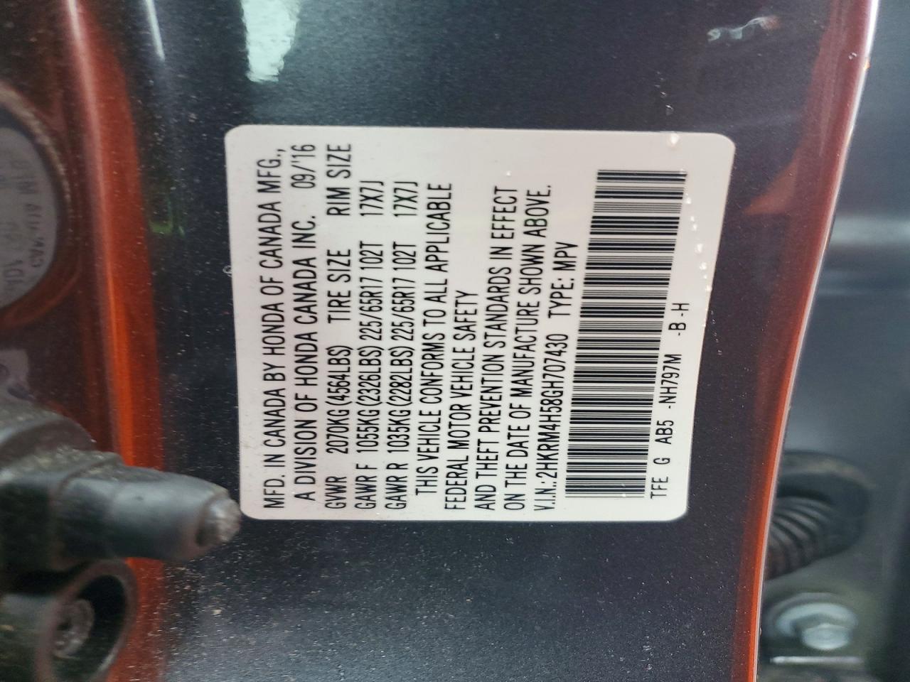 2016 HONDA CR-V EX photo 12