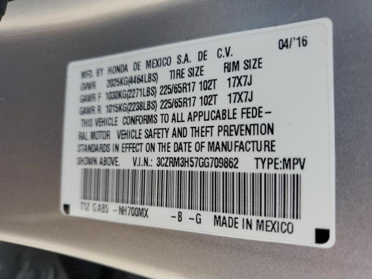 2016 HONDA CR-V EX photo 14