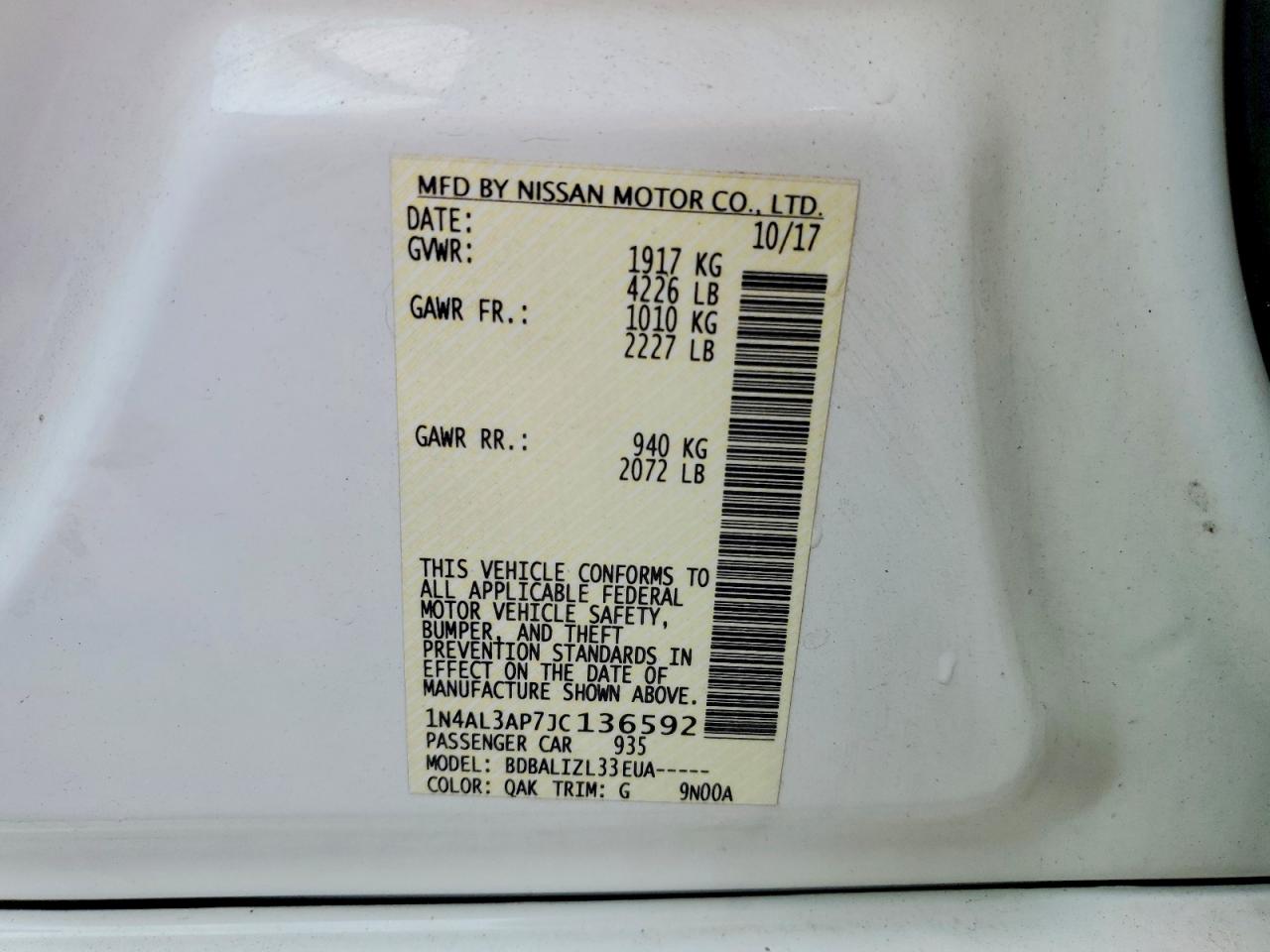 2018 NISSAN ALTIMA 2.5 SV photo 23
