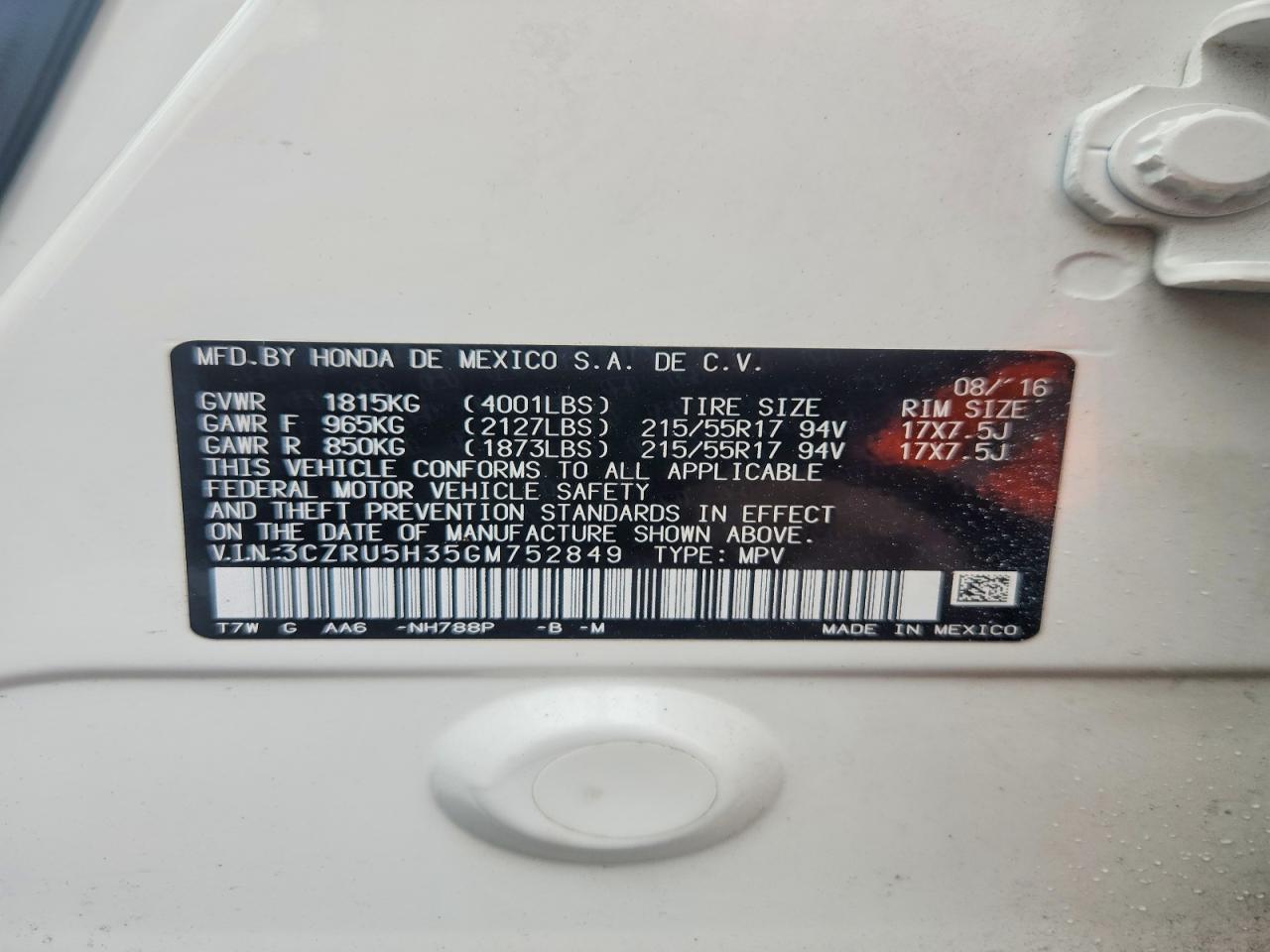 2016 HONDA HR-V LX photo 12