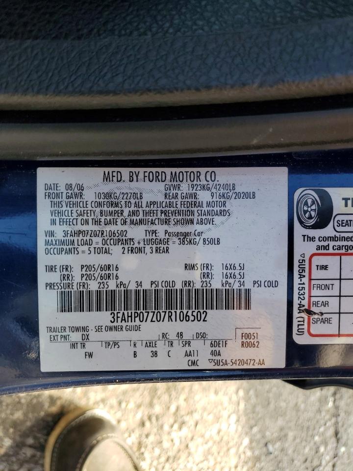 2007 FORD FUSION SE photo 34