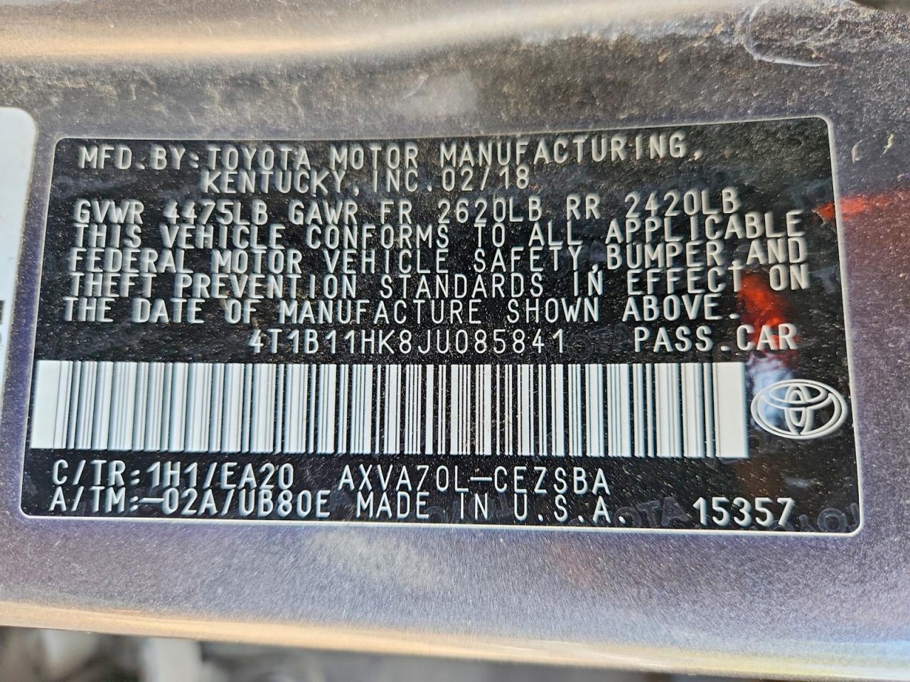 2018 TOYOTA CAMRY SE photo 23