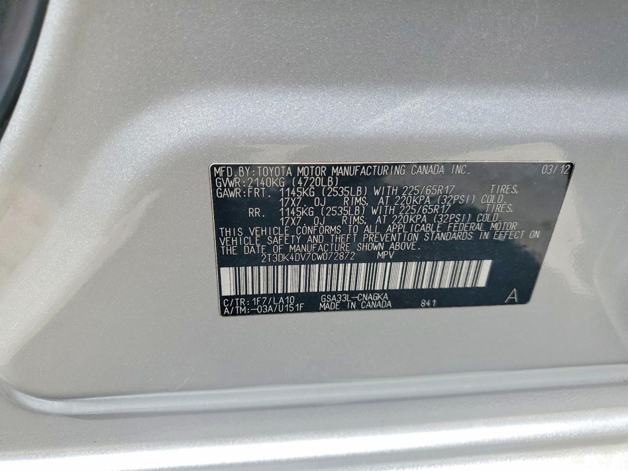 2012 TOYOTA RAV4 LIMITED photo 37
