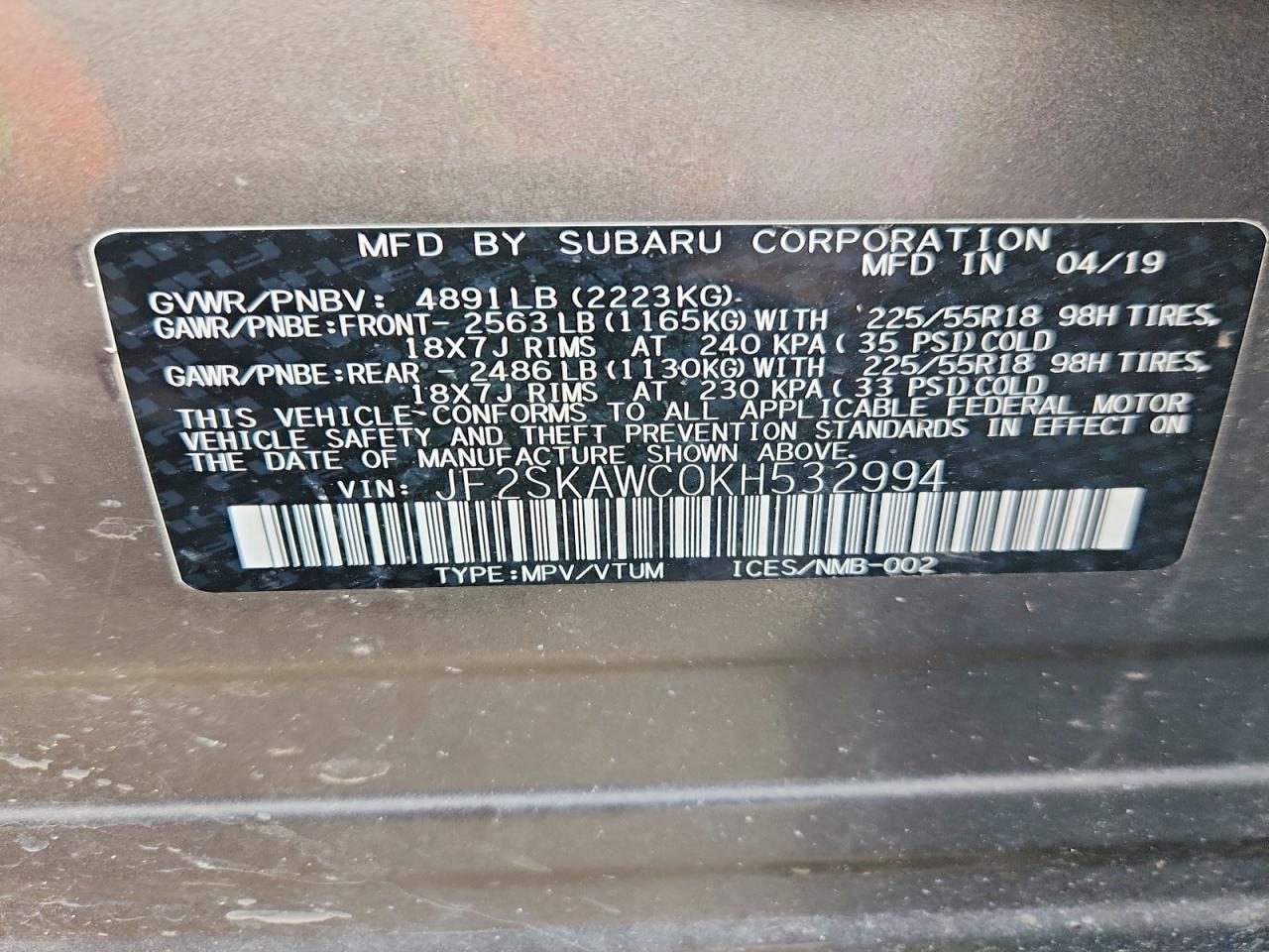 2019 SUBARU FORESTER TOURING photo 25