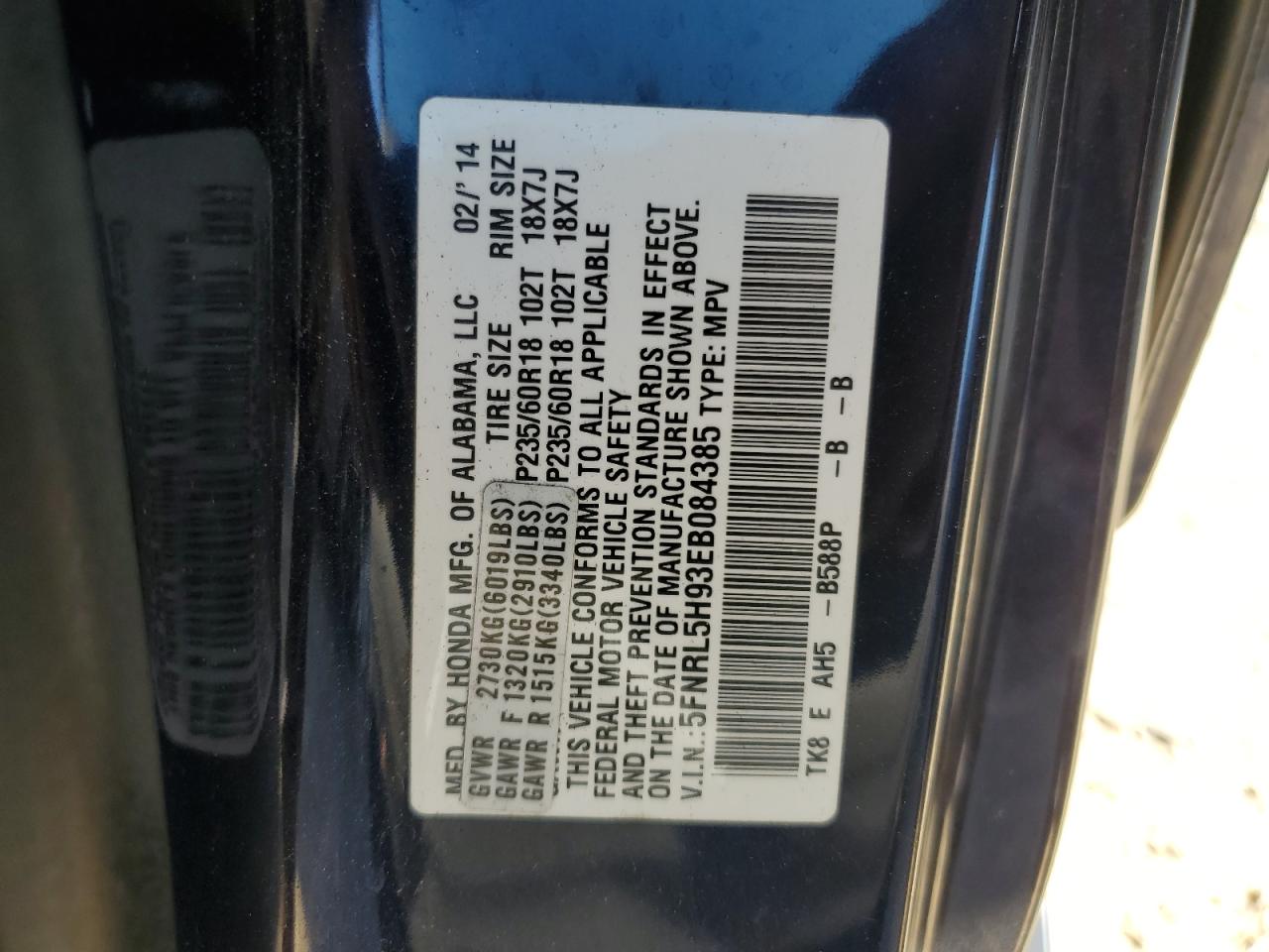 2014 HONDA ODYSSEY TOURING photo 13