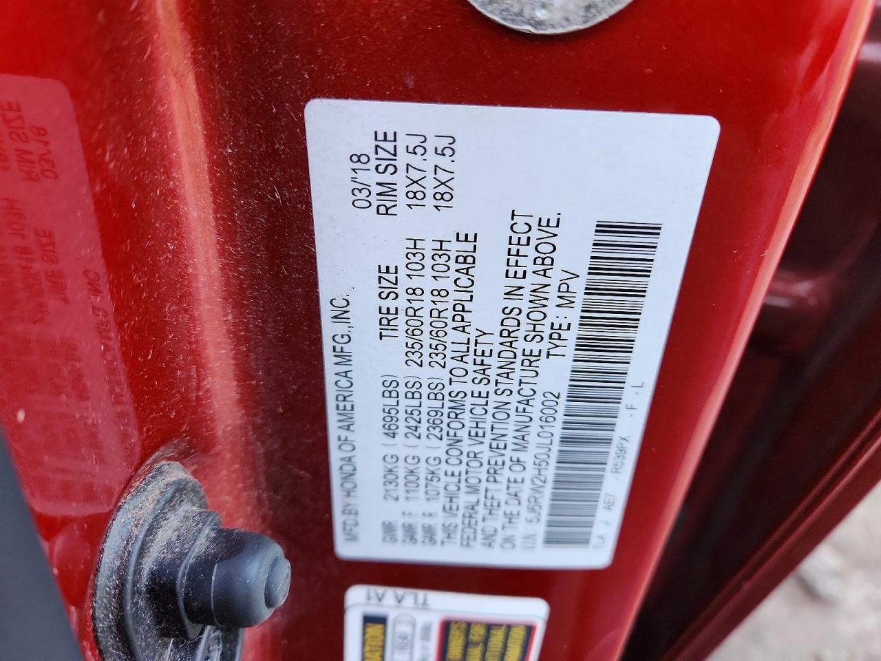 2018 HONDA CR-V EX photo 37